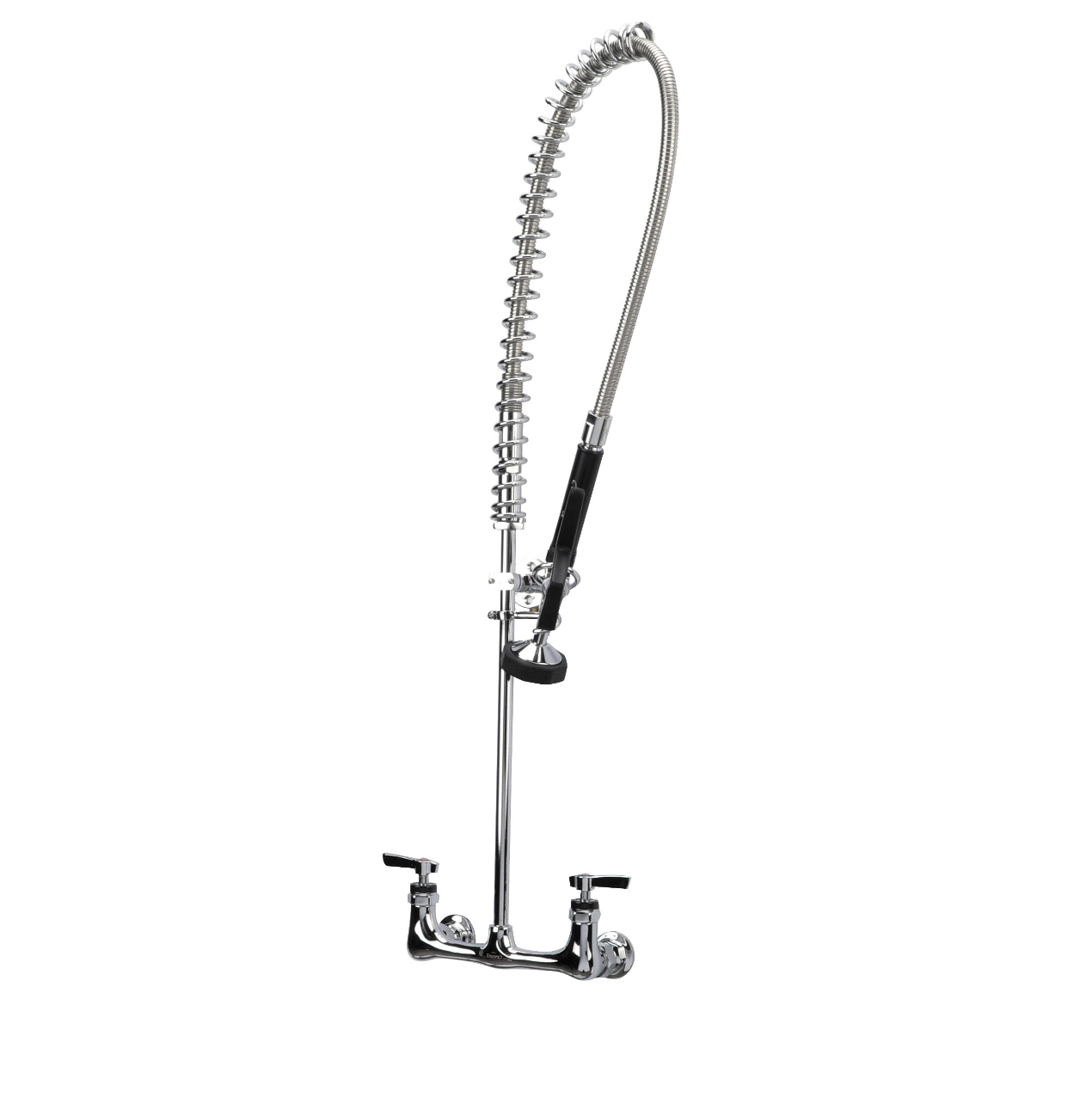 Encore® 8" OC. Brass Chrome Plated Wall Mount Pre Rinse Assembly with Ceramic Valves, Wall Bracket and Stainless Steel Spring