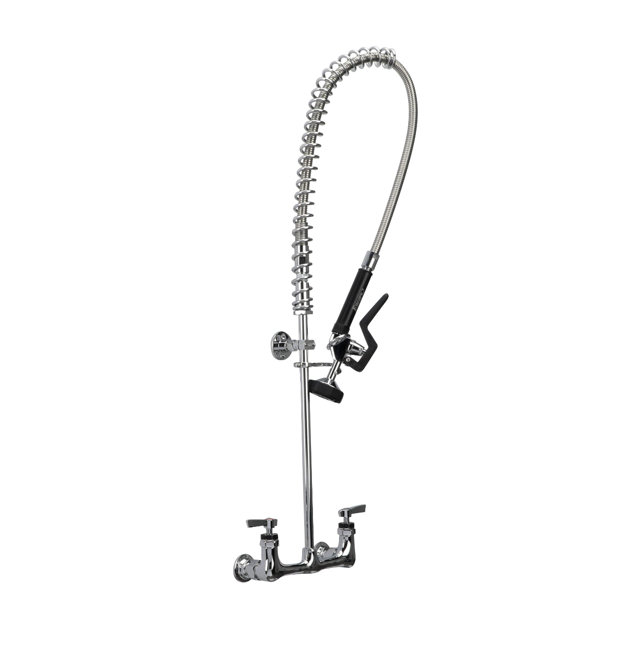 Encore® 8" OC. Brass Chrome Plated Wall Mount Pre Rinse Assembly with Ceramic Valves, Wall Bracket and Stainless Steel Spring