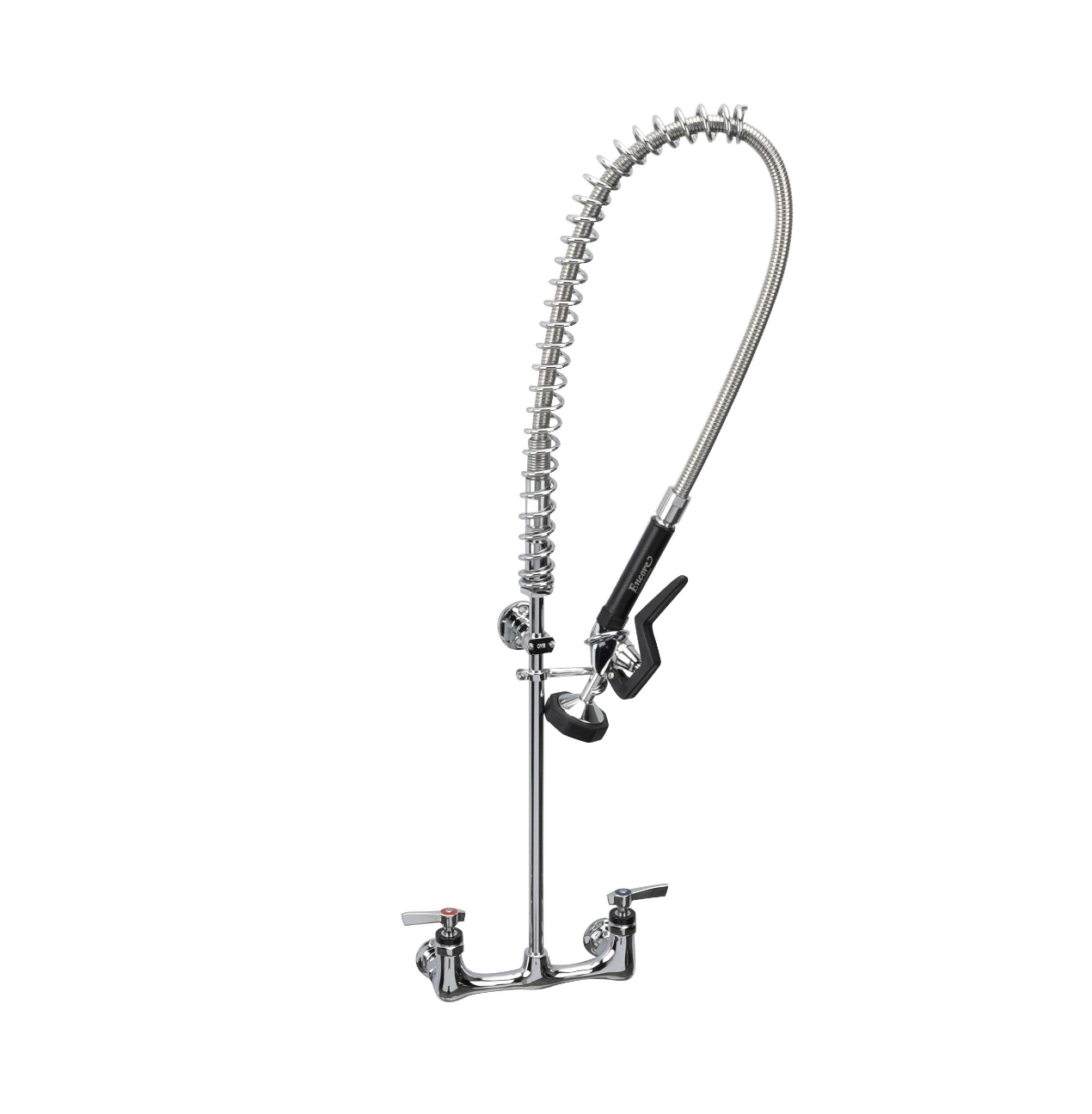 Encore® 8" OC. Brass Chrome Plated Wall Mount Pre Rinse Assembly with Ceramic Valves, Wall Bracket and Stainless Steel Spring