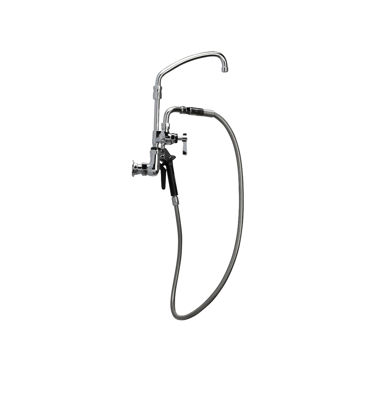 Encore® 8" OC. Brass Chrome Plated Wall Mount Utility Spray Assembly Angled Spray Head Add-On Faucet with 9" Spout and 60" Hose