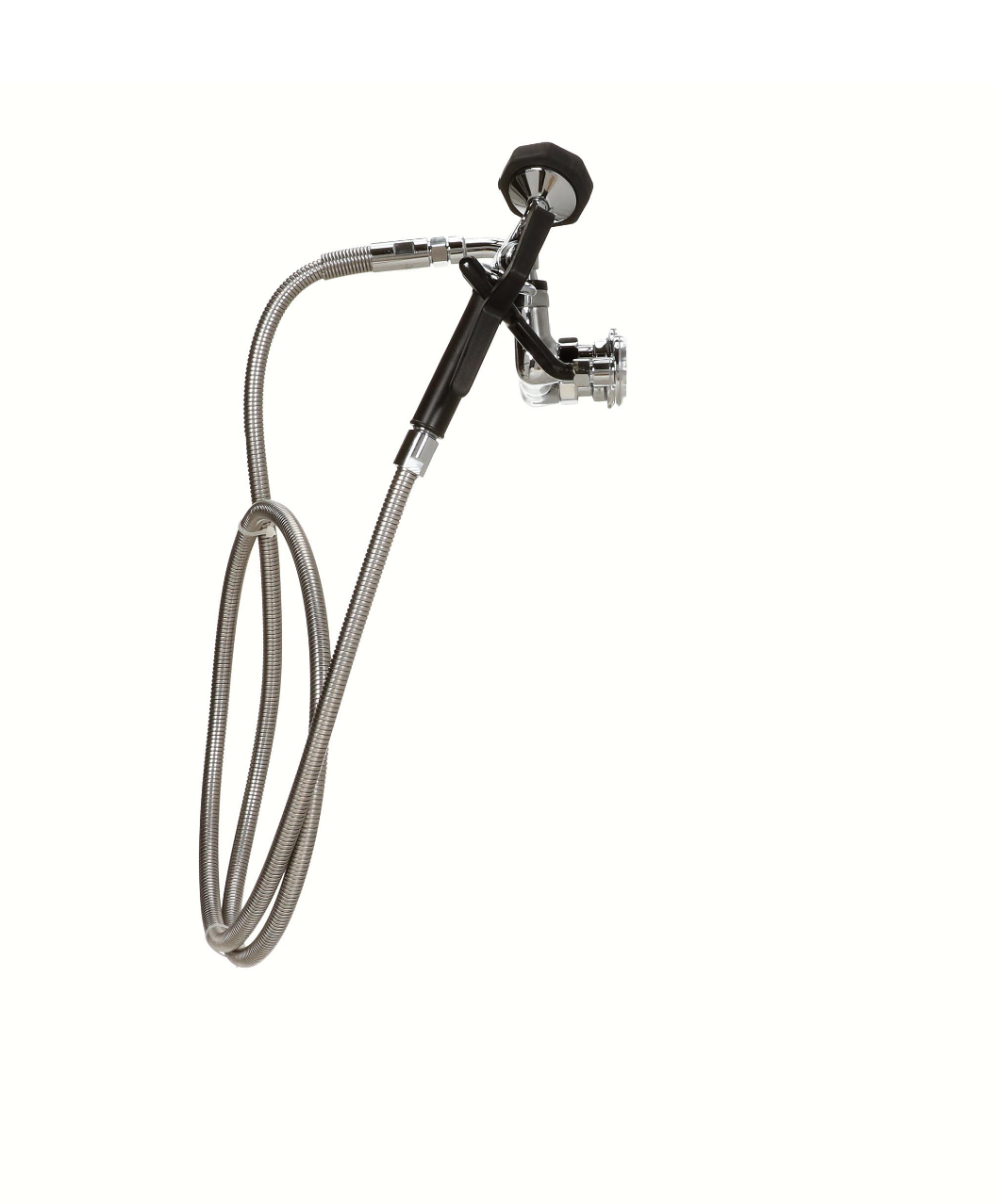 Encore® 8" OC. Brass Chrome Plated Wall Mount Utility Spray Assembly Angled Spray with Mounting Kit and 72" Hose