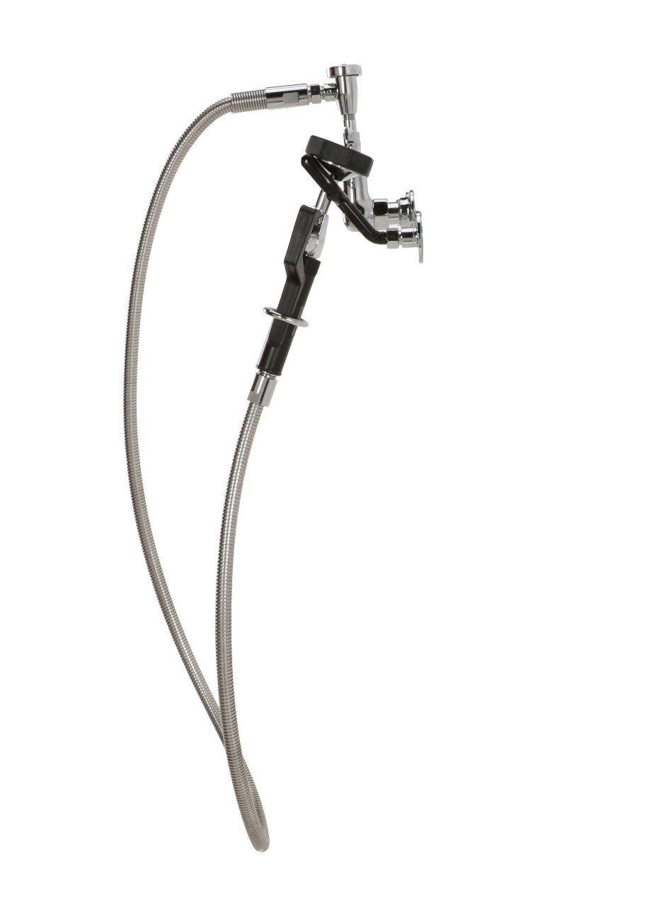 Encore® 8" OC. Brass Chrome Plated Wall Mount Utility Spray Assembly Angled Spray Head Add on Faucet with 12" Spout and 96" Hose