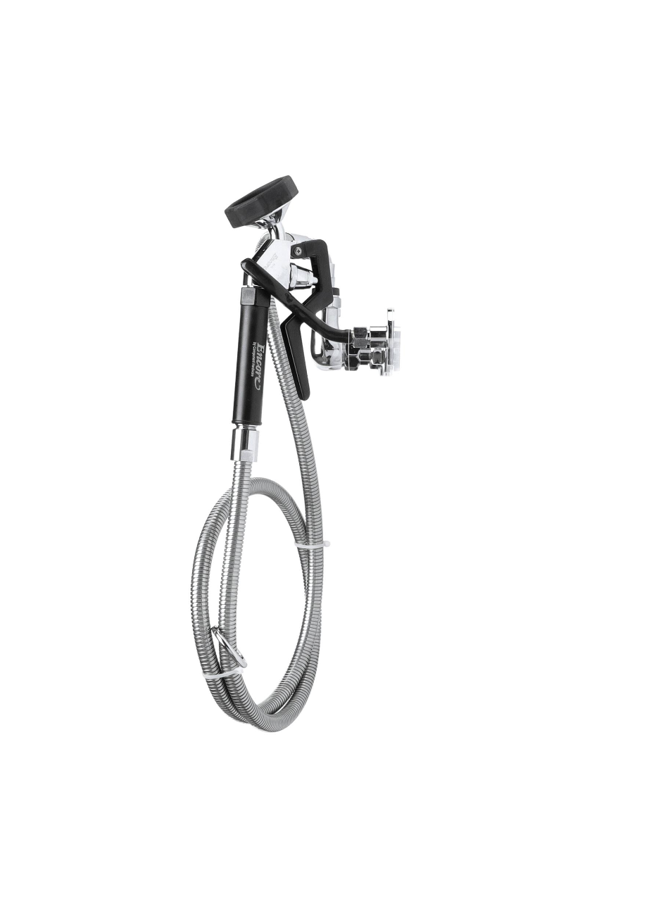 Encore® 8" OC. Brass Chrome Plated Wall Mount Utility Spray Assembly Angled Spray Head and 72" Hose