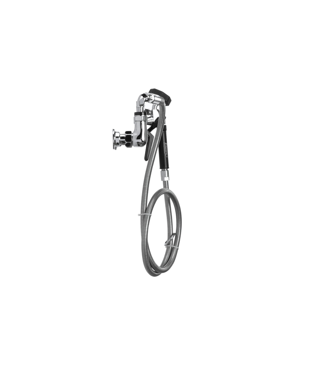 Encore® 8" OC. Brass Chrome Plated Wall Mount Utility Spray Assembly Angled Spray Head and 72" Hose