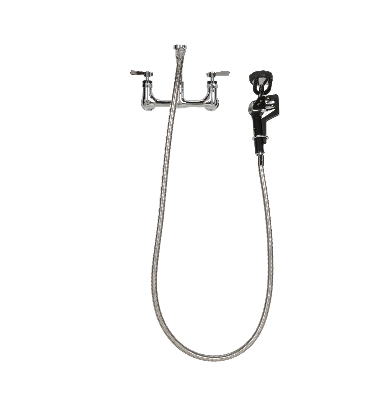 Encore® 8" OC. Brass Chrome Plated Wall Mount Utility Spray Assembly Angled Spray Head Ceramic Valves and 96" Hose