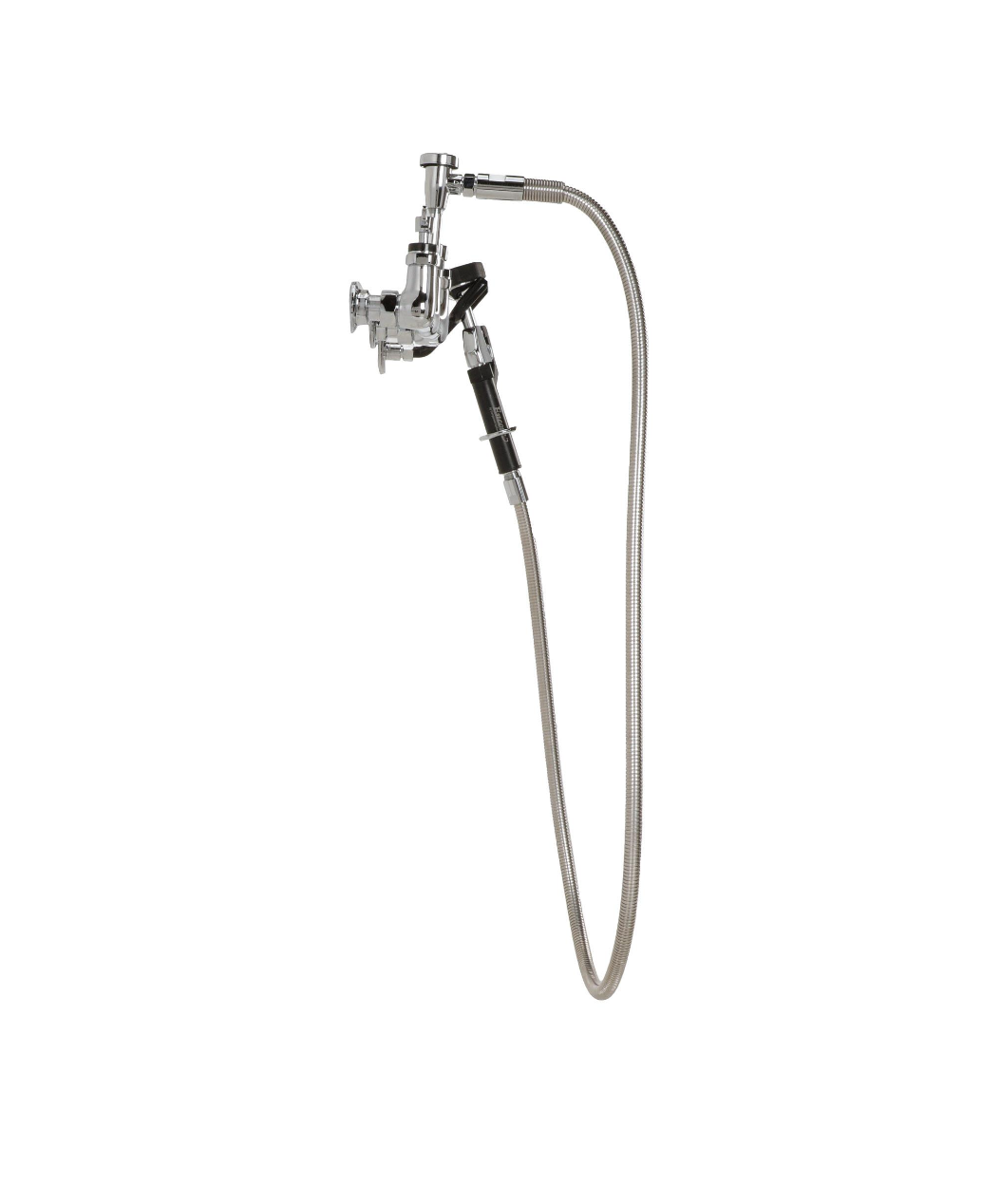 Encore® 8" OC. Brass Chrome Plated Wall Mount Utility Spray Assembly Angled Spray Head Ceramic Valves and 96" Hose