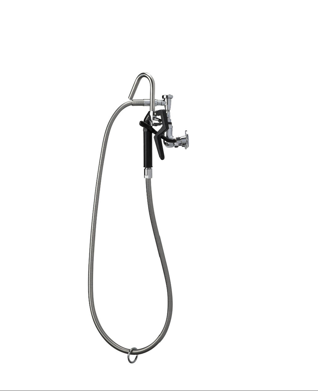 Encore® 8" OC. Brass Chrome Plated Wall Mount Pot Filler Assembly Hooked Spray Head Vacuum Breaker and 72" Hose