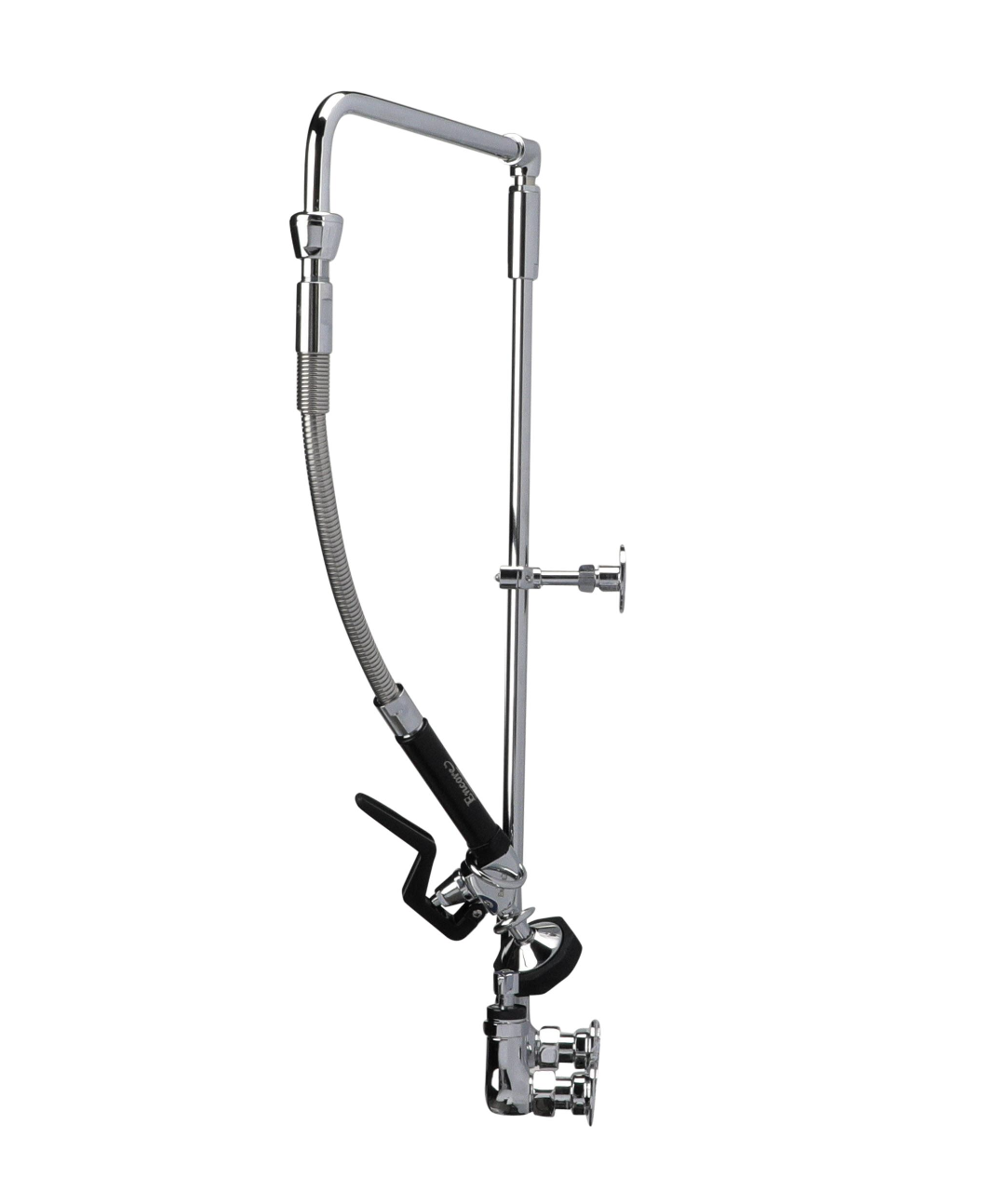 Encore® 8" OC Brass Chrome Plated Swivel Arm Pre-rinse Assembly with 12" Swivel Arm and 26" Riser