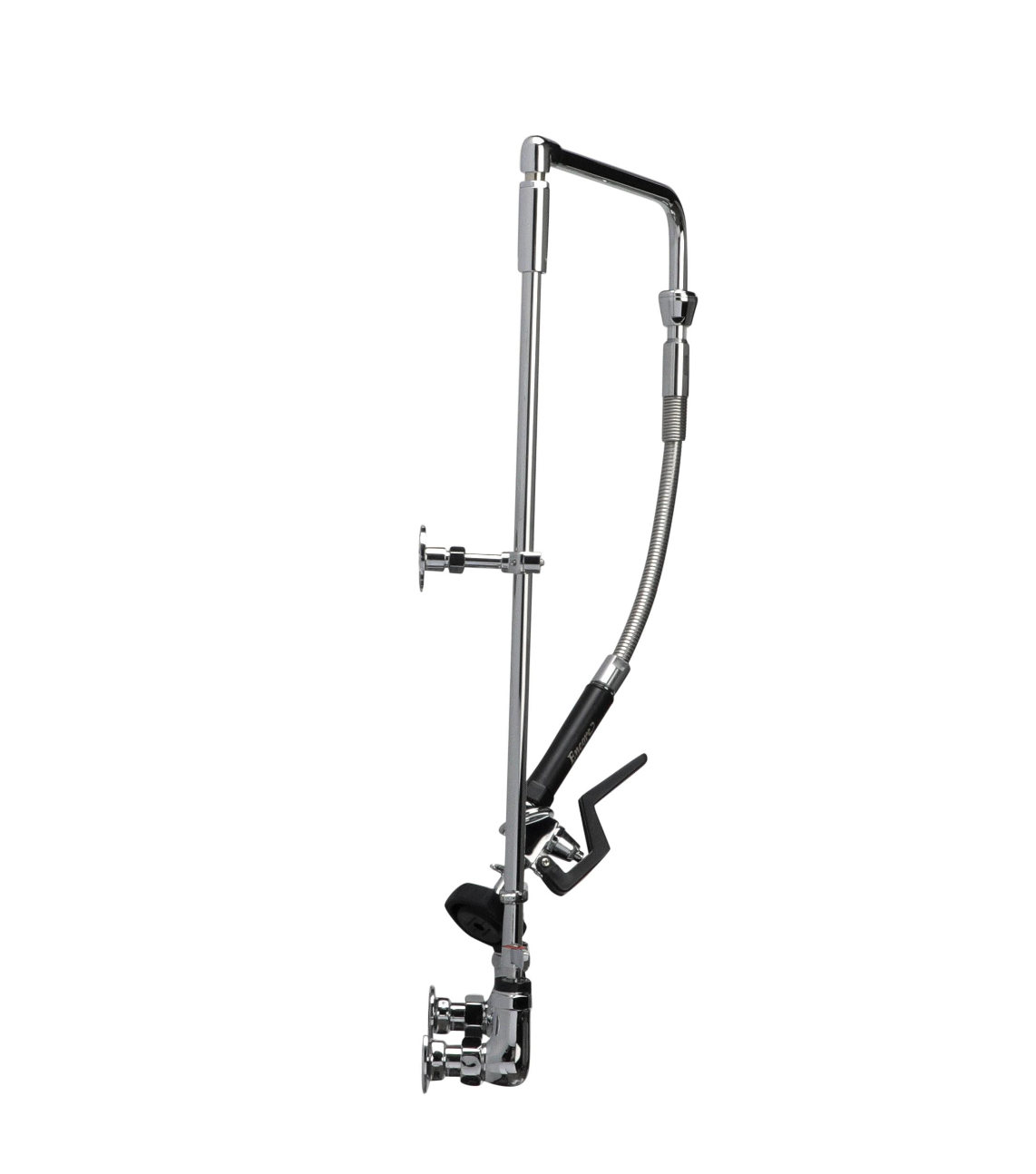 Encore® 8" OC Brass Chrome Plated Swivel Arm Pre-rinse Assembly with 12" Swivel Arm and 26" Riser