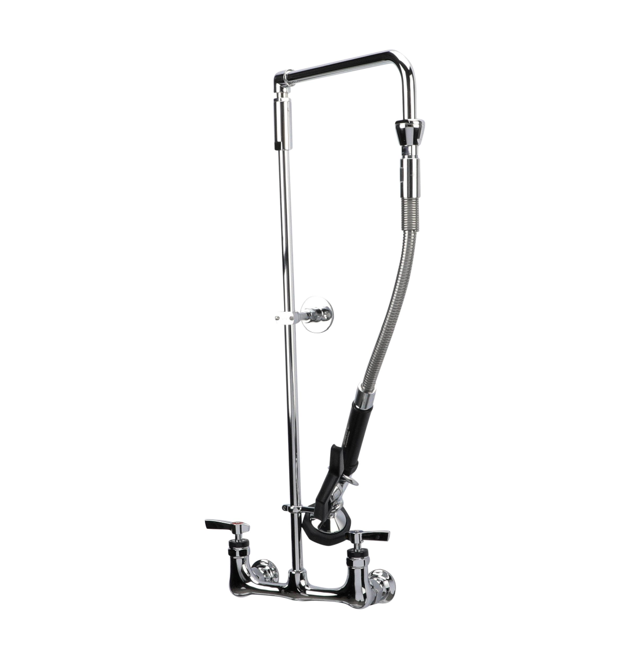 Encore® 8" OC Brass Chrome Plated Swivel Arm Pre-rinse Assembly with 12" Swivel Arm and 26" Riser