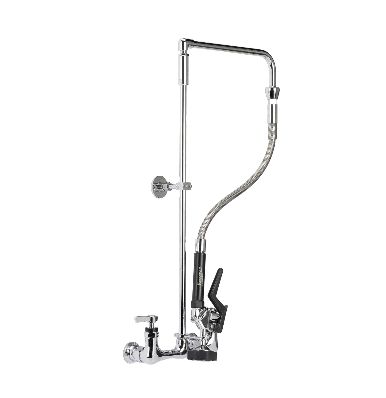 Encore® 8" OC Brass Chrome Plated Swivel Arm Pre-rinse Assembly with 12" Swivel Arm and 32" Riser