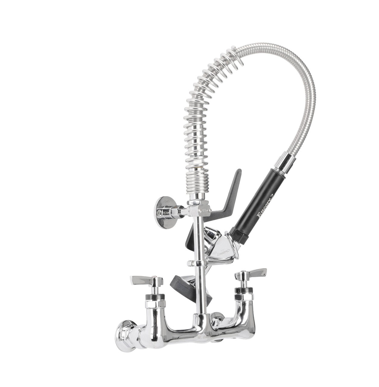 Encore® 8" OC Brass Chrome Plated Mini Pre-Rinse Assembly with Wall Bracket