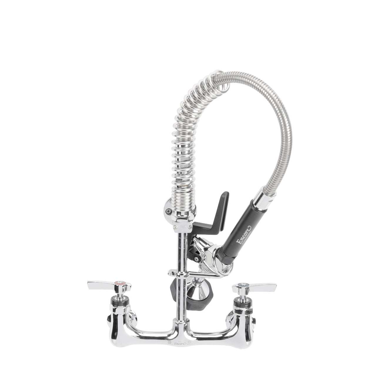 Encore® 8" OC Brass Chrome Plated Mini Pre-Rinse Assembly with Wall Bracket