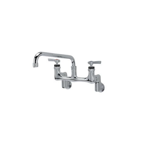 Encore® 8" OC. Brass Chrome Plated Wall Mount Faucet 2-1/2" Offset Supply Inlets 12" Spout