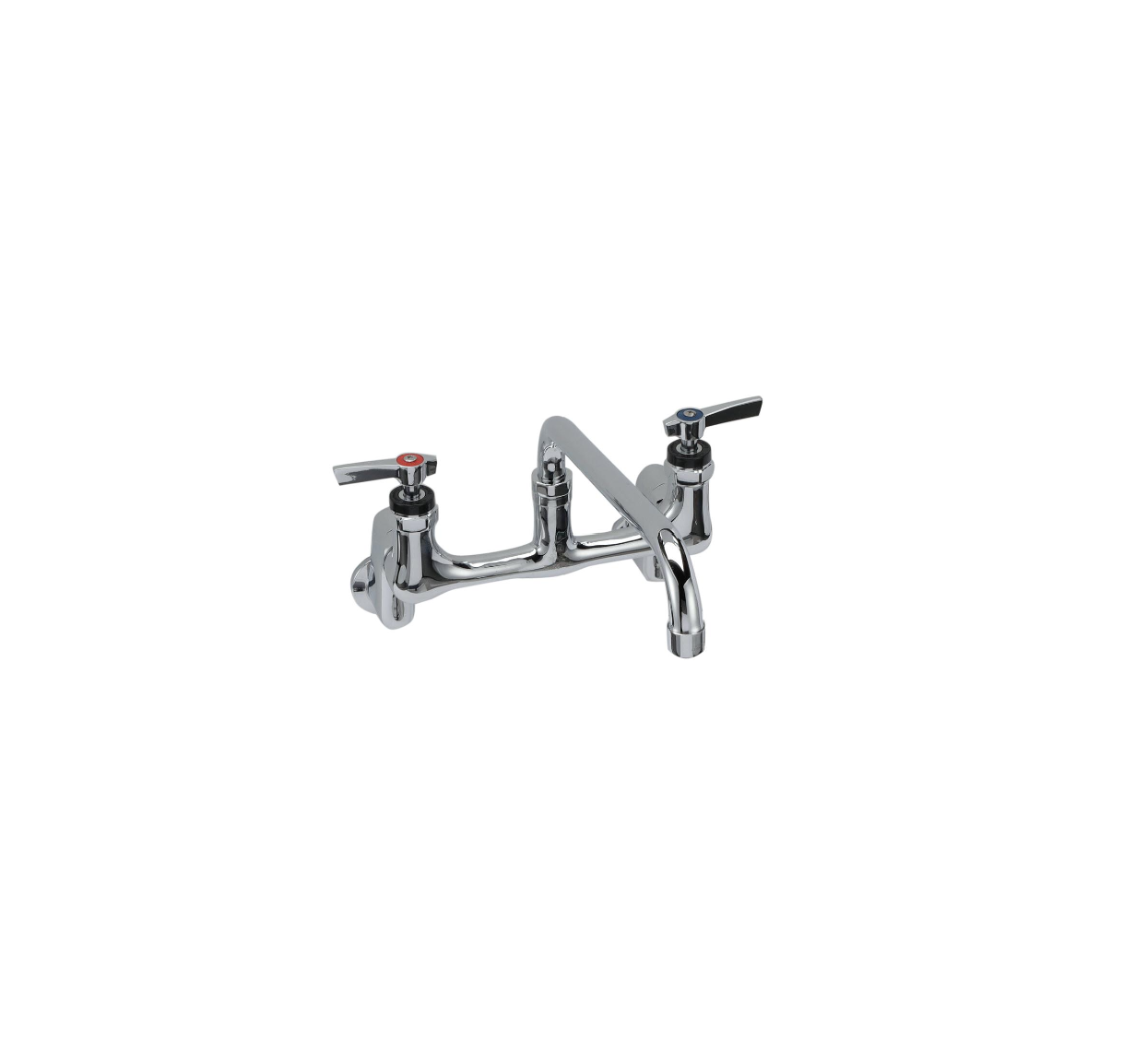 Encore® 8" OC. Brass Chrome Plated Wall Mount Faucet 2-1/2" Offset Supply Inlets 12" Spout