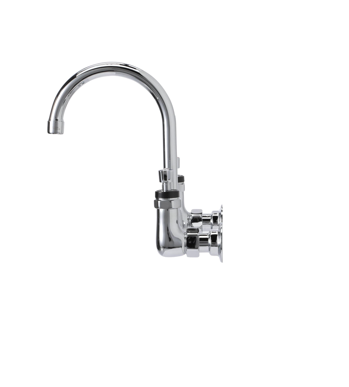 Encore® 8" OC. Brass Chrome Plated Wall Mount Faucet with 6-1/2" Rigid Gooseneck Spout