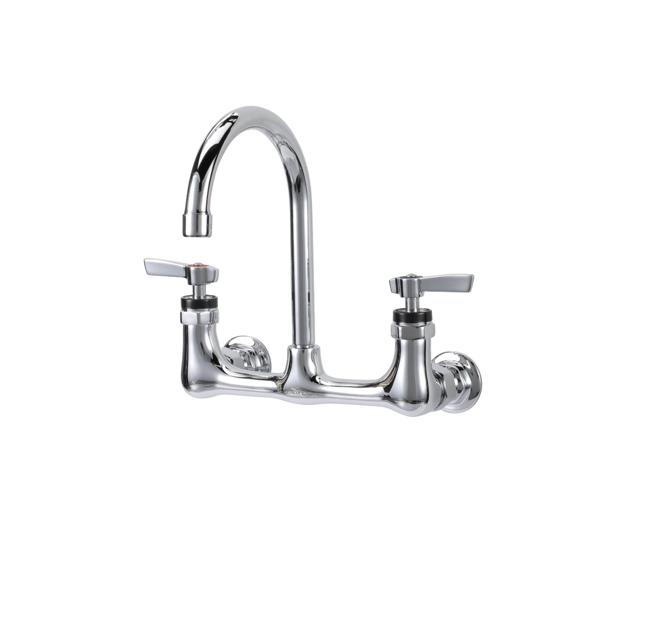 Encore® 8" OC. Brass Chrome Plated Wall Mount Faucet with 6-1/2" Rigid Gooseneck Spout