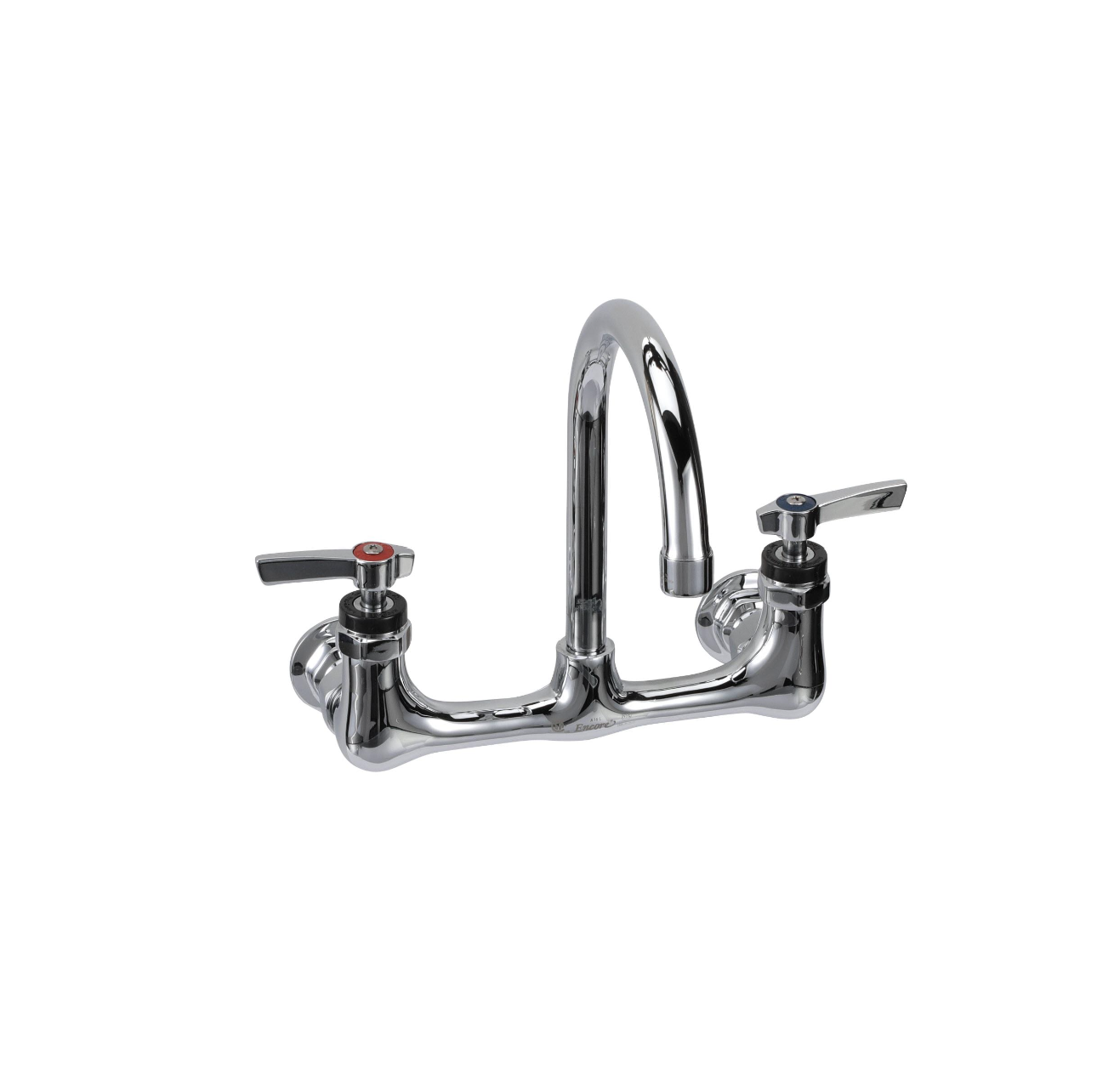Encore® 8" OC. Brass Chrome Plated Wall Mount Faucet with 6-1/2" Rigid Gooseneck Spout