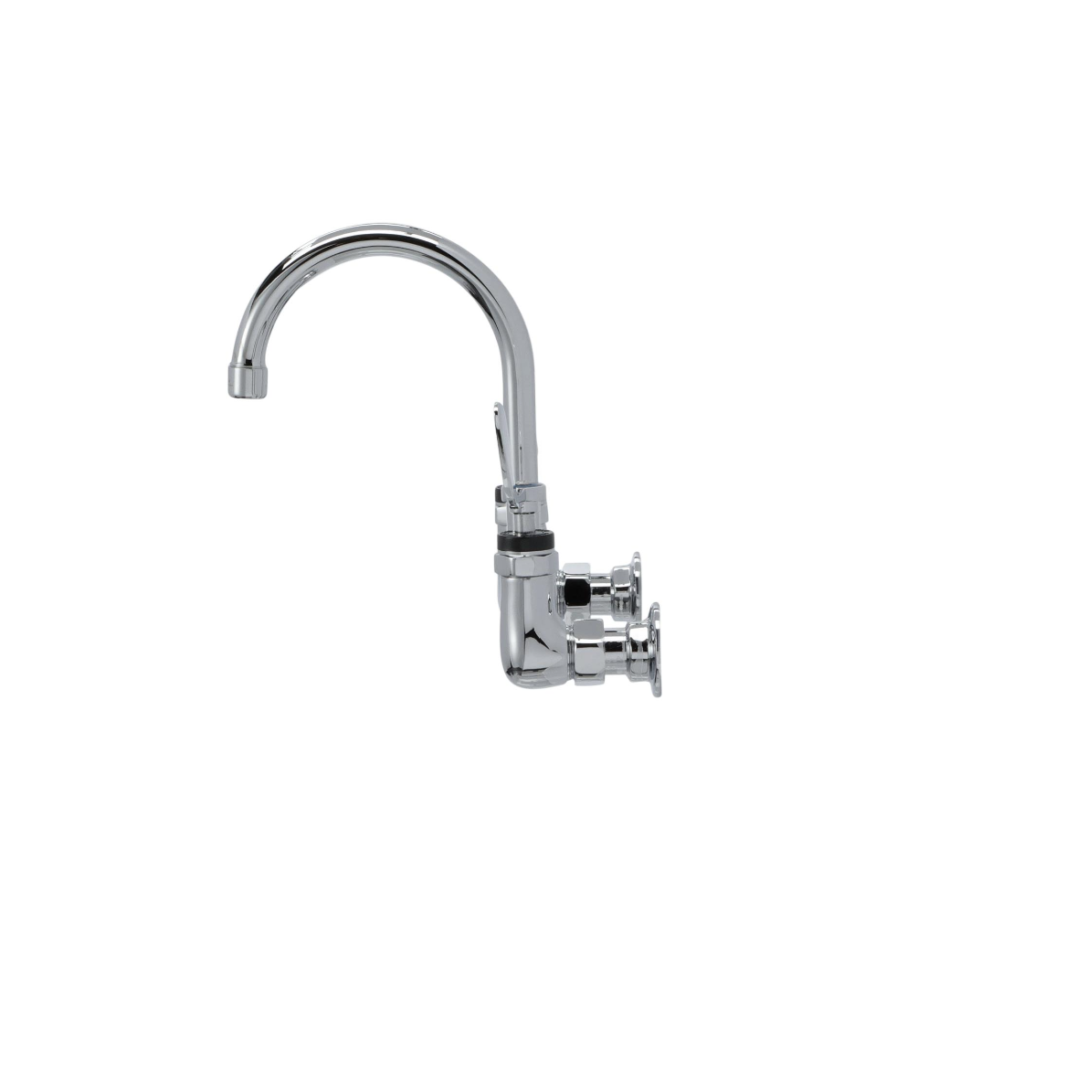 Encore® 8" OC. Brass Chrome Plated Wall Mount Faucet with 6-1/2" Rigid Gooseneck Spout 4" Wrist Blade Handles