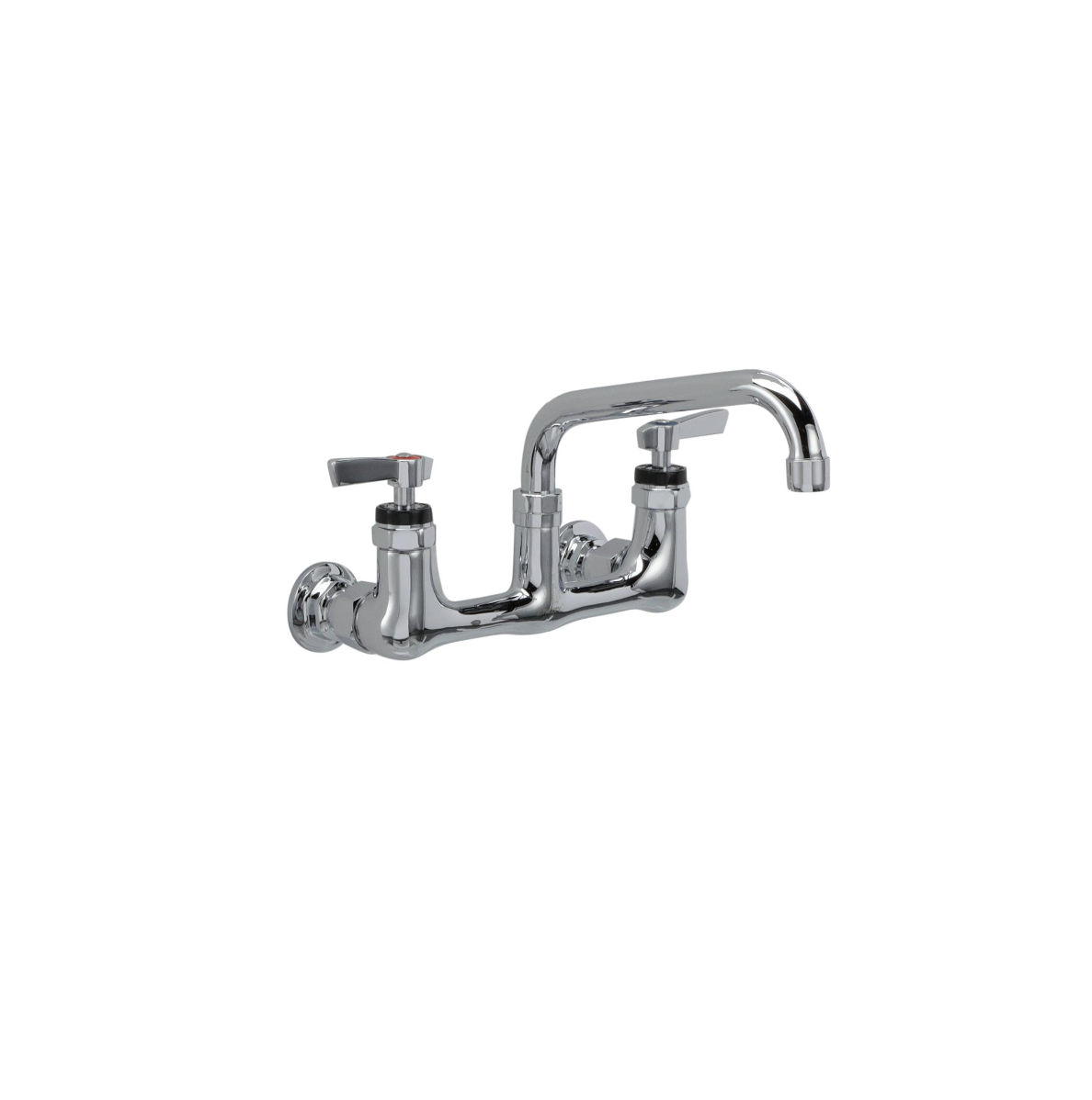 Encore® 8" OC. Brass Chrome Plated Wall Mount Faucet with 6" Swivel Spout Lever Handles