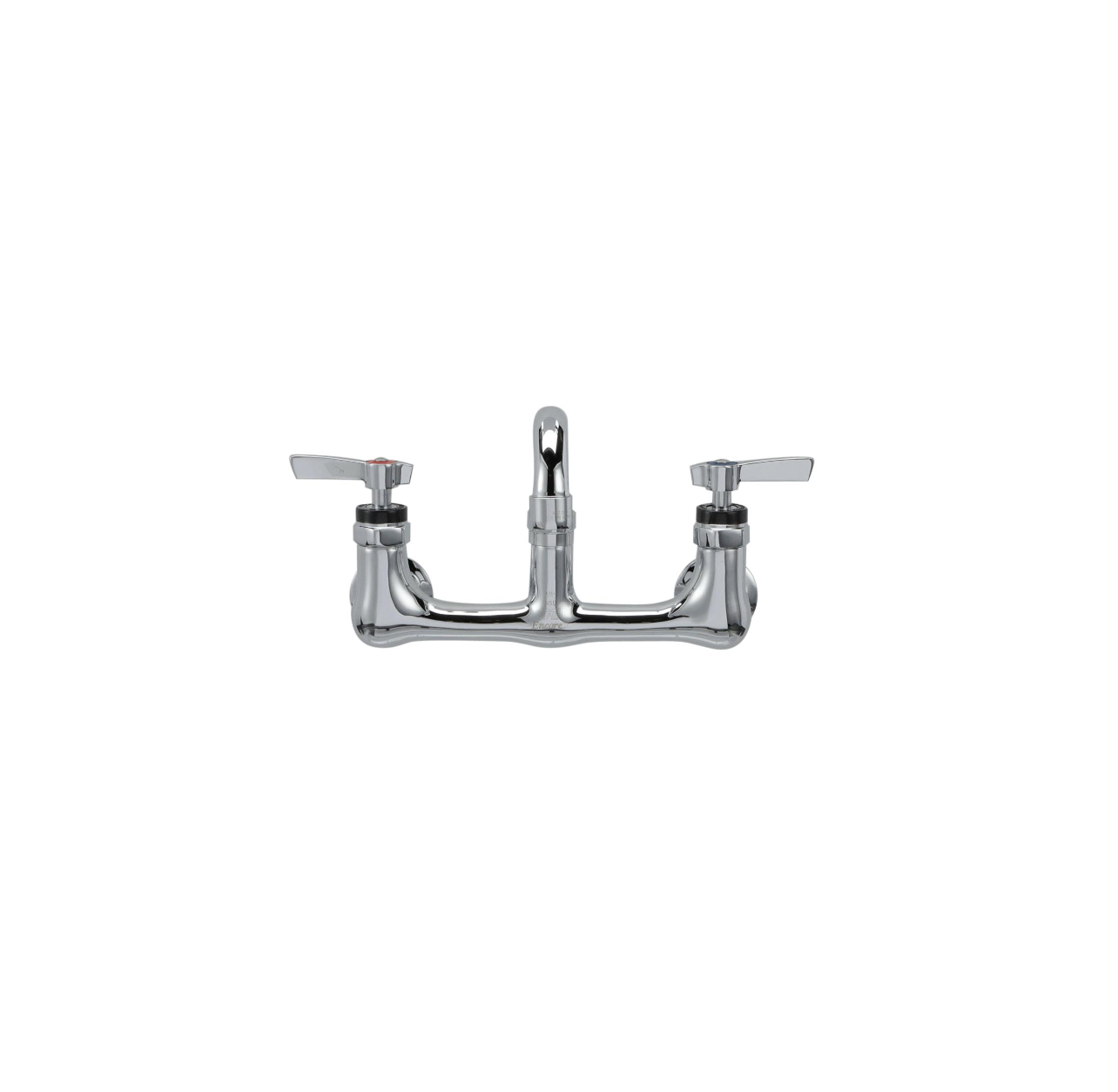 Encore® 8" OC. Brass Chrome Plated Wall Mount Faucet with 6" Swivel Spout Lever Handles