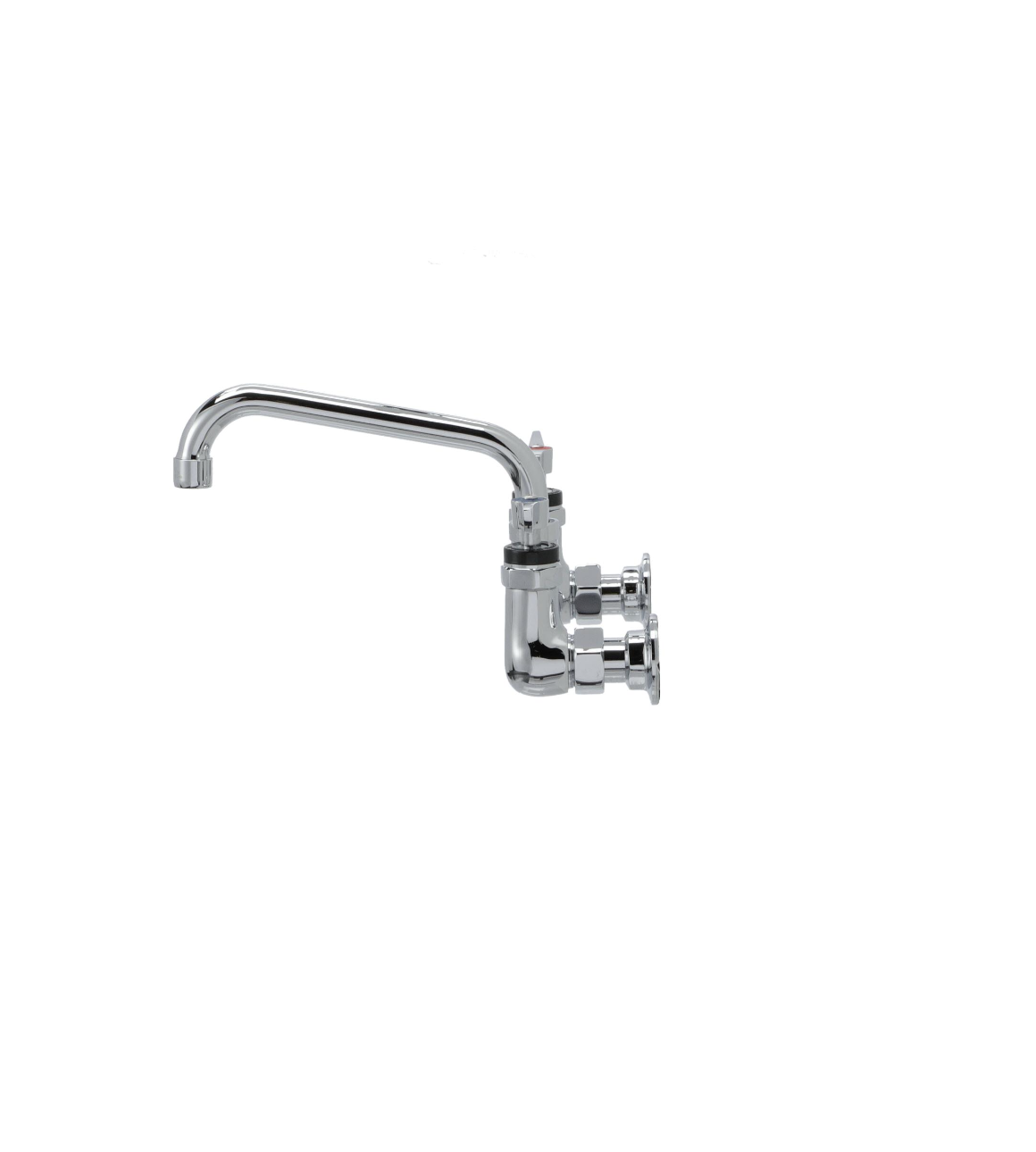 Encore® 8" OC. Brass Chrome Plated Wall Mount Faucet with 6" Swivel Spout Lever Handles