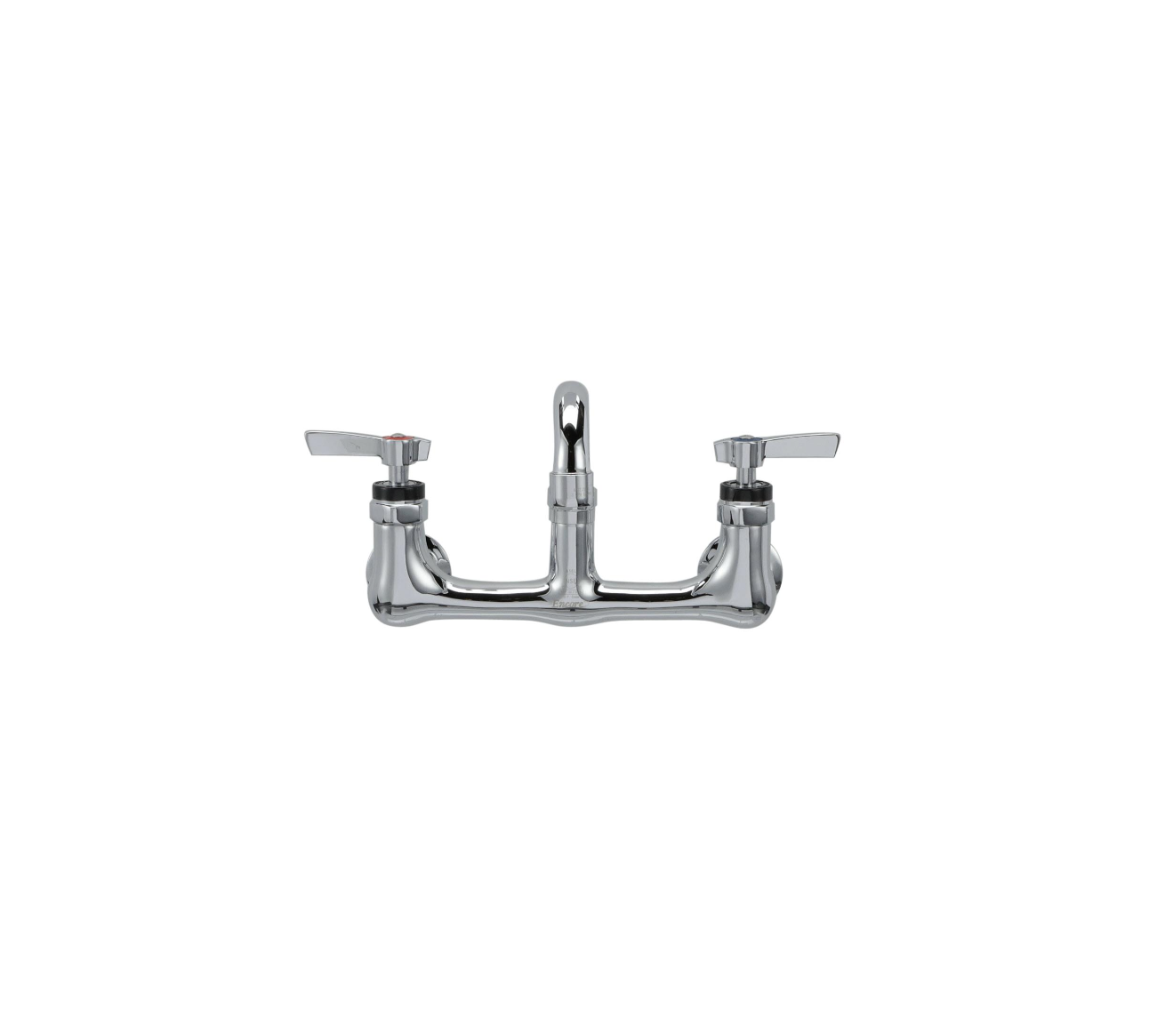 Encore® 8" OC. Brass Chrome Plated Wall Mount Faucet with 8" Swivel Spout Lever Handles