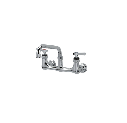 Encore® 8" OC. Brass Chrome Plated Wall Mount Faucet with 8" Swivel Spout Lever Handles