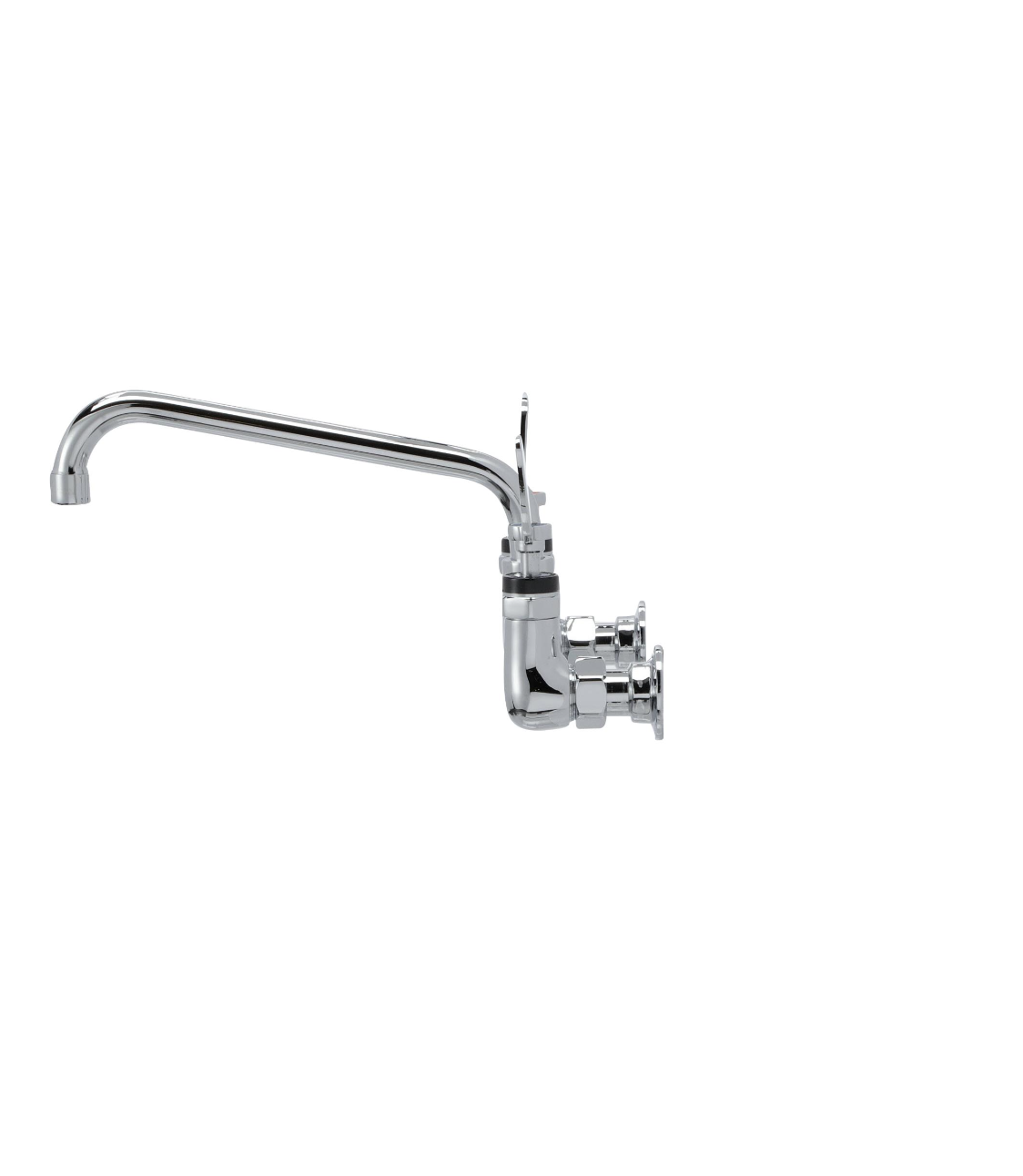 Encore® 8" OC. Brass Chrome Plated Wall Mount Faucet with 8" Swivel Spout 4" Wrist Blade Handles