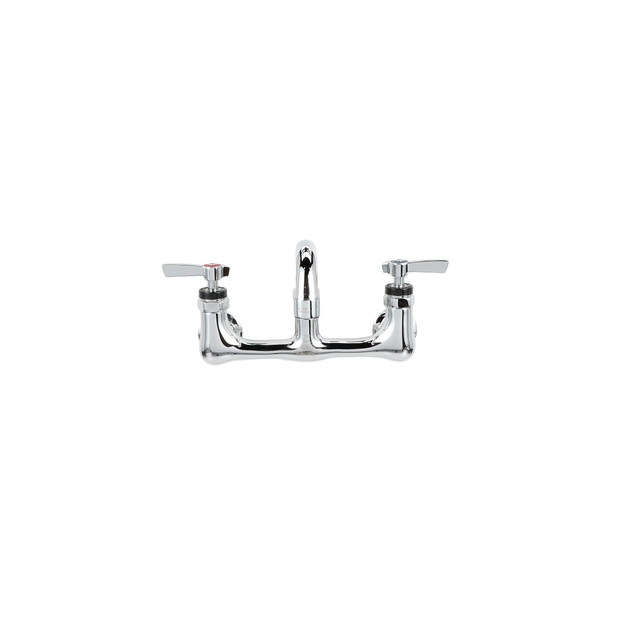 Encore® 8" OC. Brass Chrome Plated Wall Mount Faucet with 10" Swivel Spout, Lever Handles