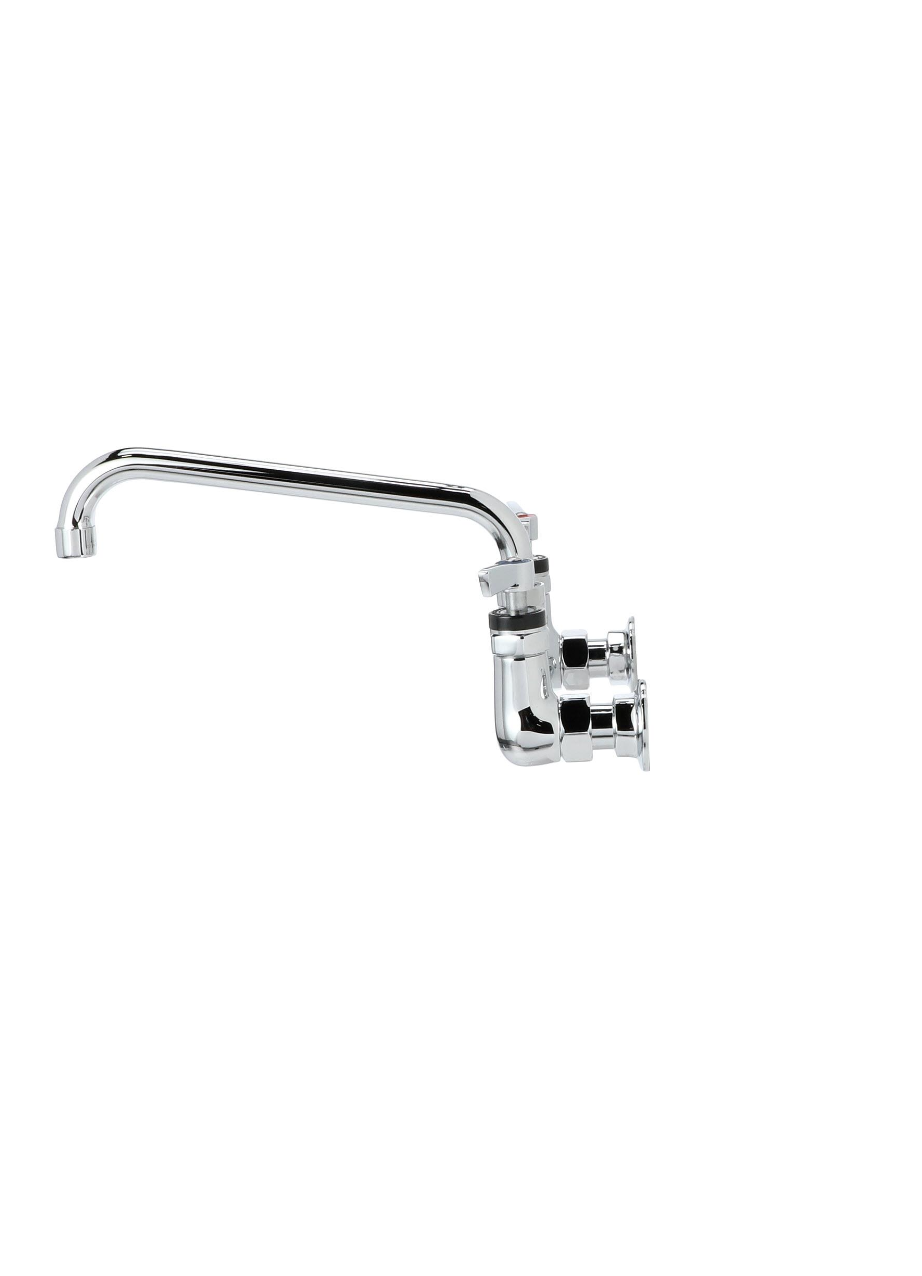 Encore® 8" OC. Brass Chrome Plated Wall Mount Faucet with 10" Swivel Spout, Lever Handles