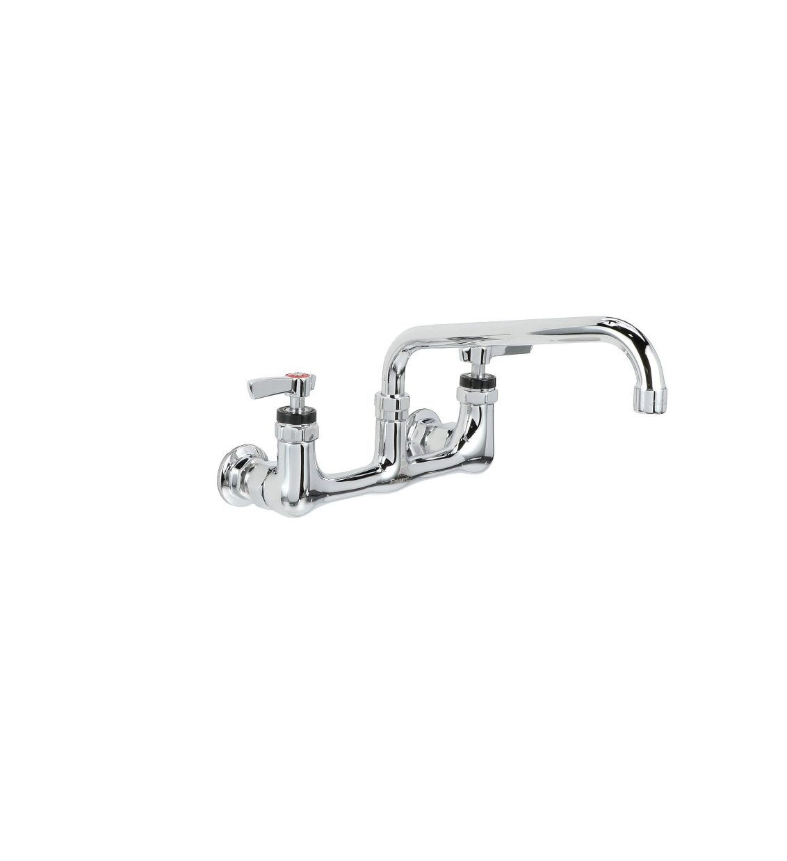 Encore® 8" OC. Brass Chrome Plated Wall Mount Faucet 1.5 gpm with 12" Swivel Spout and Lever Handles