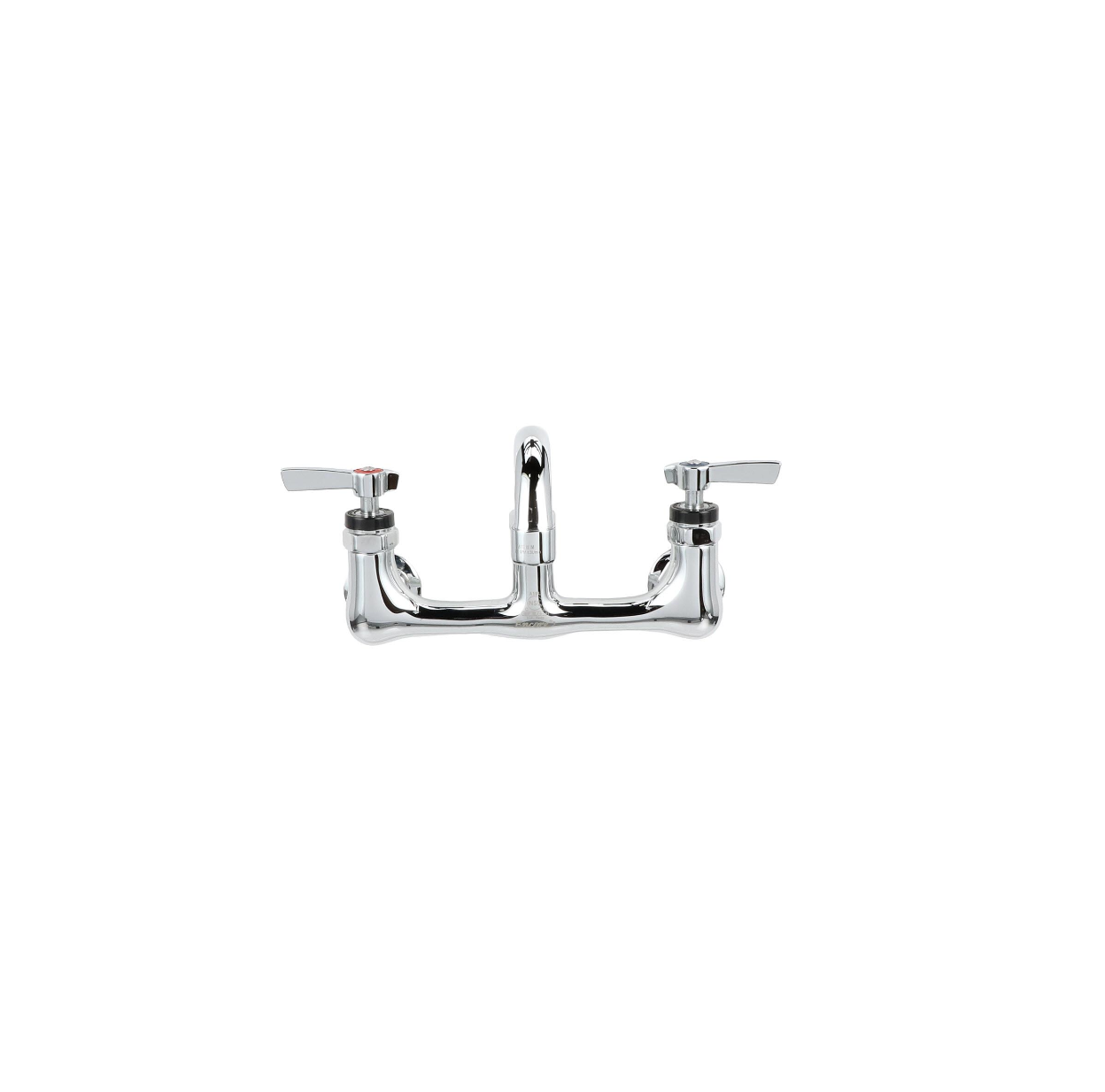 Encore® 8" OC. Brass Chrome Plated Wall Mount Faucet 1.5 gpm with 12" Swivel Spout and Lever Handles