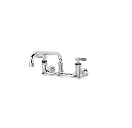 Encore® 8" OC. Brass Chrome Plated Wall Mount Faucet 1.5 gpm with 12" Swivel Spout and Lever Handles
