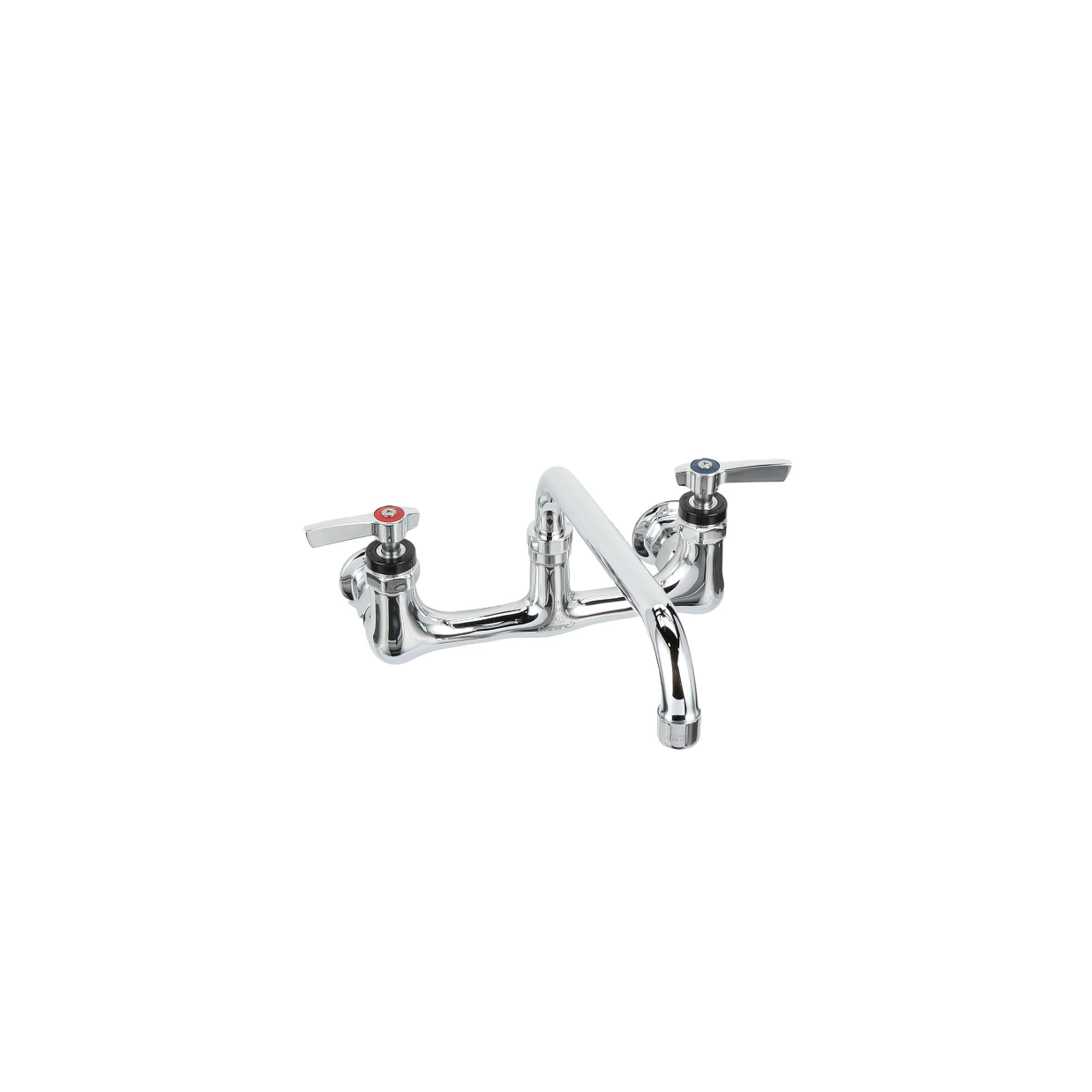 Encore® 8" OC. Brass Chrome Plated Wall Mount Faucet 1.5 gpm with 12" Swivel Spout and Lever Handles