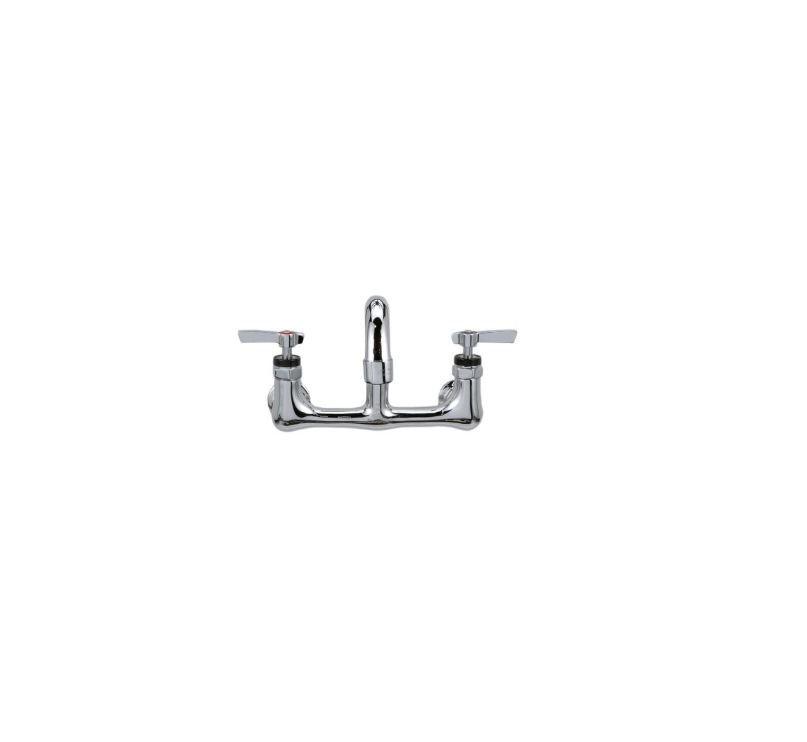 Encore® 8" OC. Brass Chrome Plated Wall Mount Faucet with 16" Swivel Spout, Lever handles