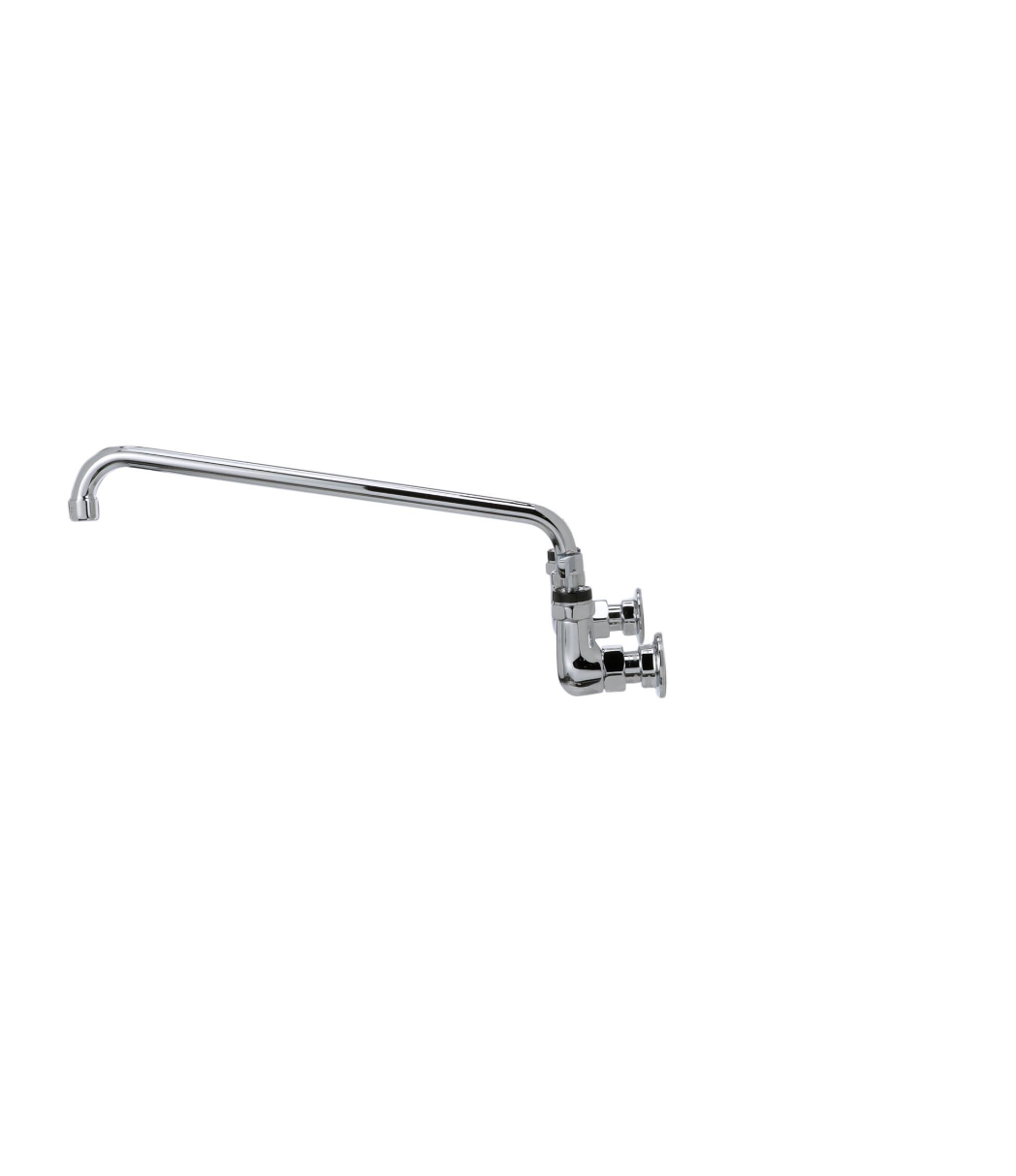 Encore® 8" OC. Brass Chrome Plated Wall Mount Faucet with 16" Swivel Spout, Lever handles