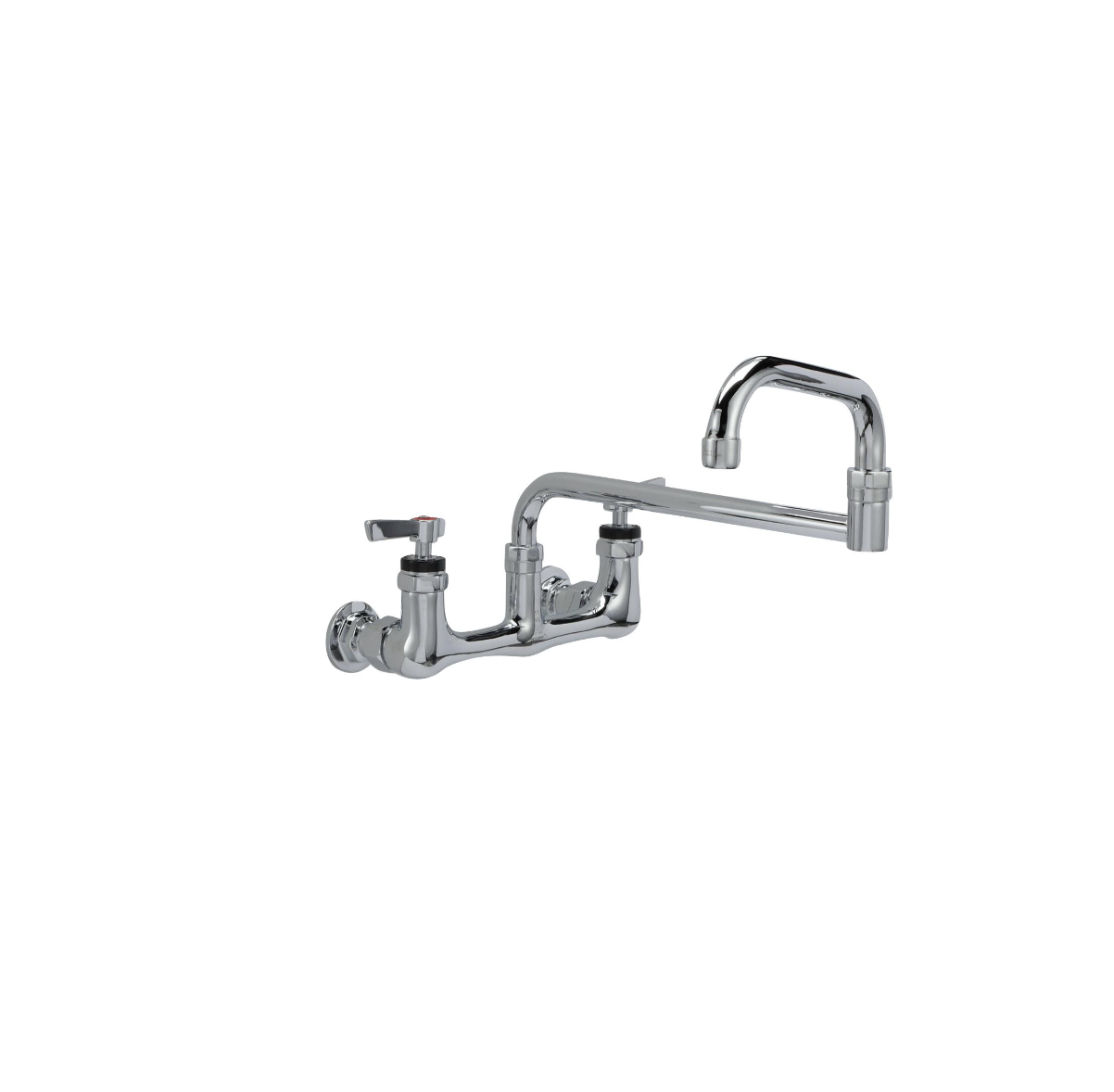 Encore® 8" OC. Brass Chrome Plated Wall Mount Faucet with 18" Double Jointed Swivel Spout