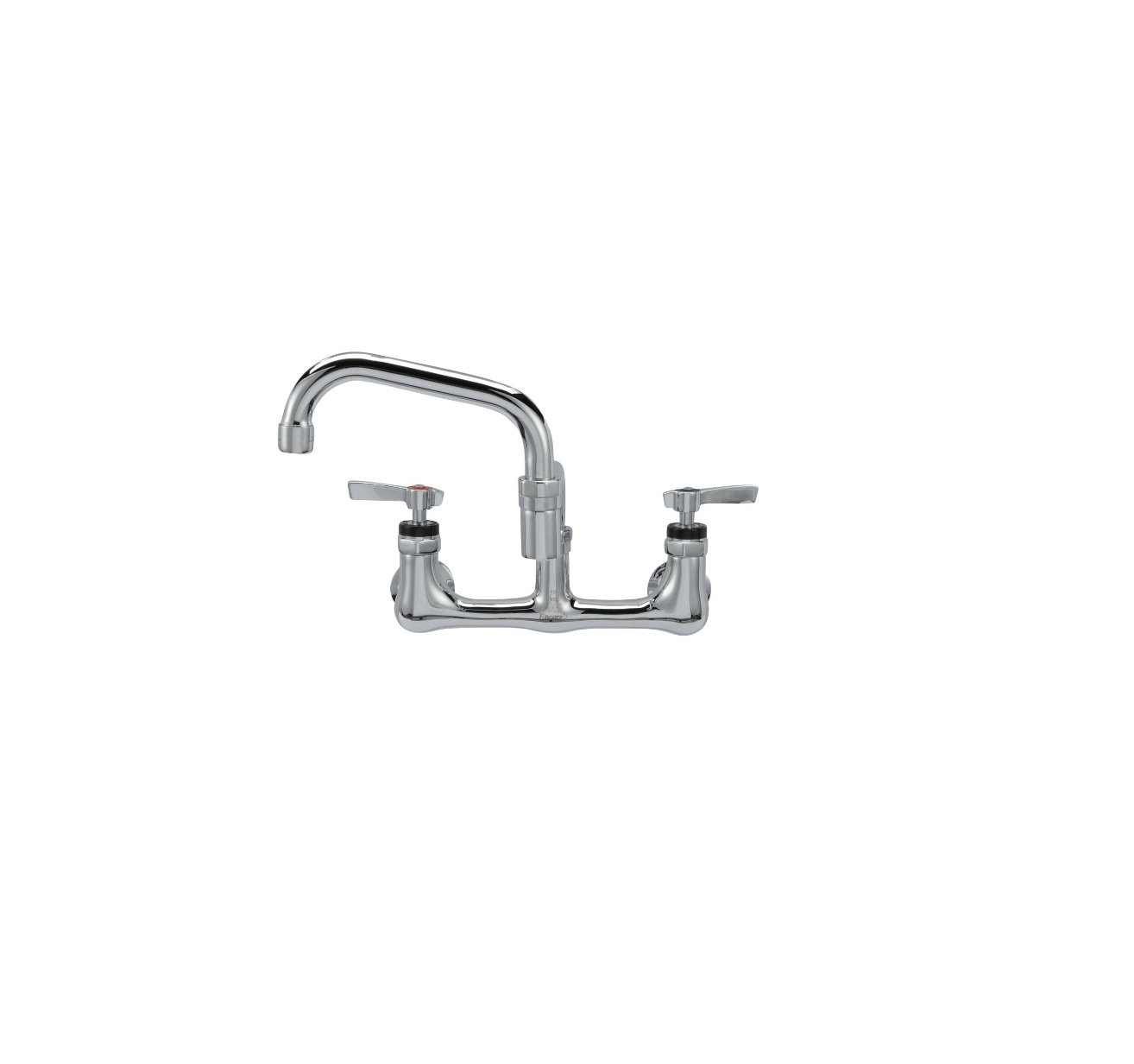 Encore® 8" OC. Brass Chrome Plated Wall Mount Faucet with 18" Double Jointed Swivel Spout