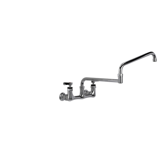 Encore® 8" OC. Brass Chrome Plated Wall Mount Faucet with 24" Double Jointed Swivel Spout