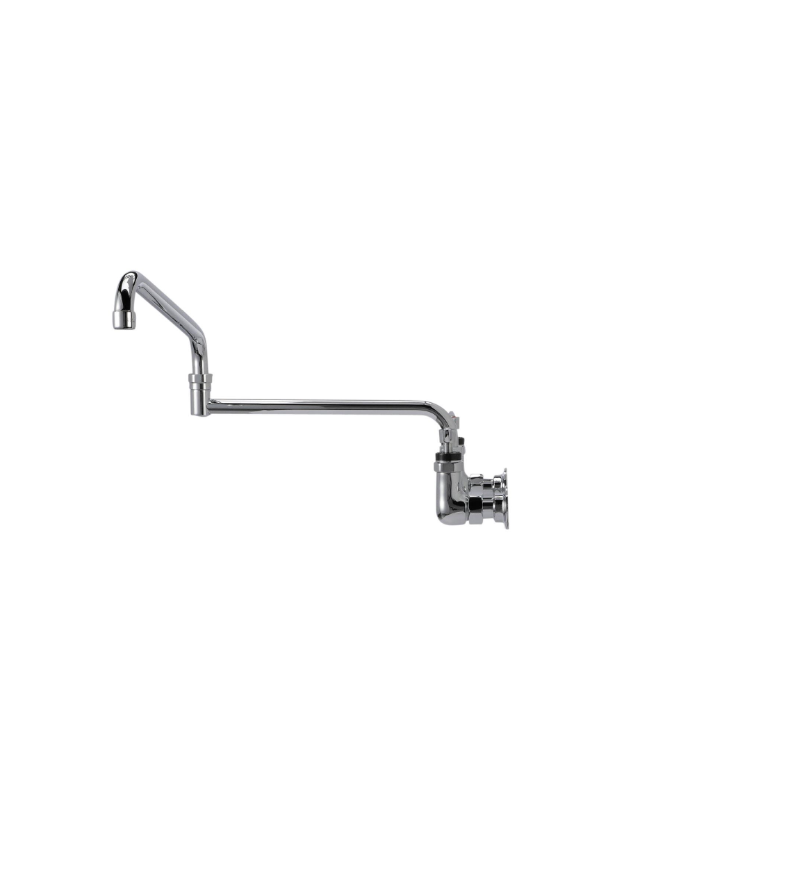 Encore® 8" OC. Brass Chrome Plated Wall Mount Faucet with 24" Double Jointed Swivel Spout