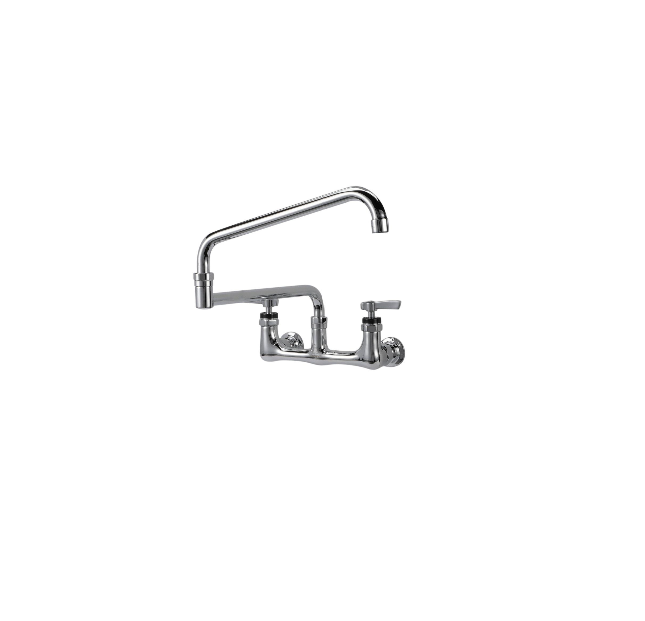Encore® 8" OC. Brass Chrome Plated Wall Mount Faucet with 24" Double Jointed Swivel Spout