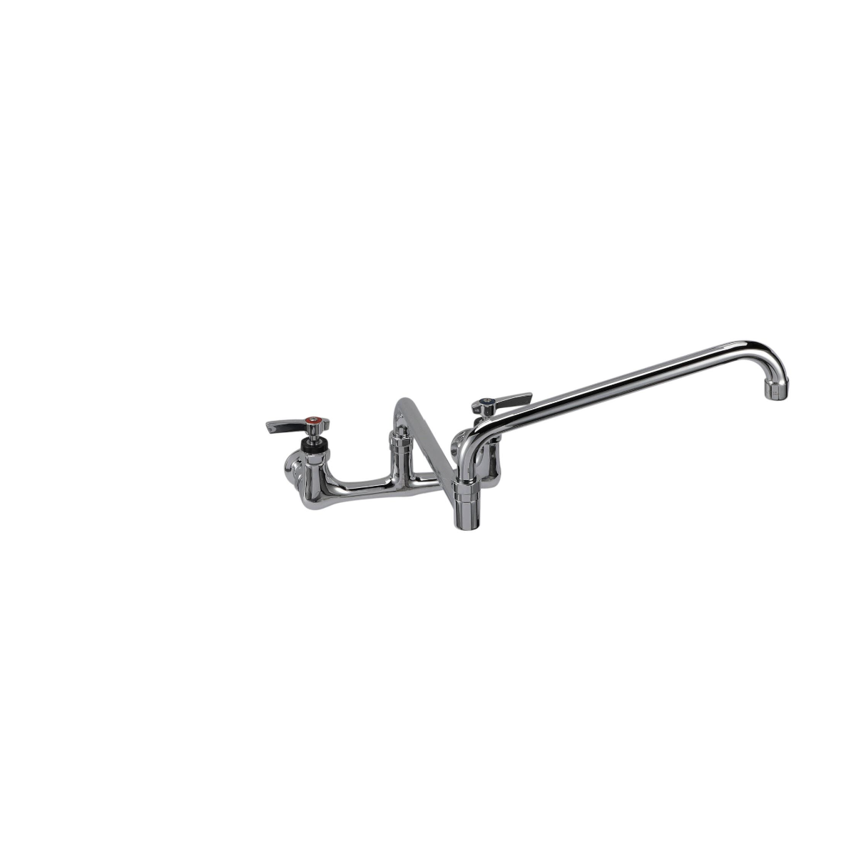 Encore® 8" OC. Brass Chrome Plated Wall Mount Faucet with 24" Double Jointed Swivel Spout