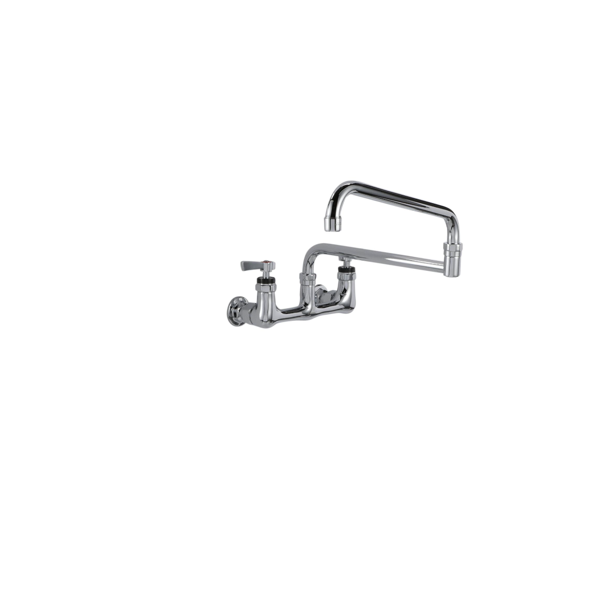 Encore® 8" OC. Brass Chrome Plated Wall Mount Faucet with 24" Double Jointed Cast Swivel Spout Pot Filler with Faucet Mounting Kit