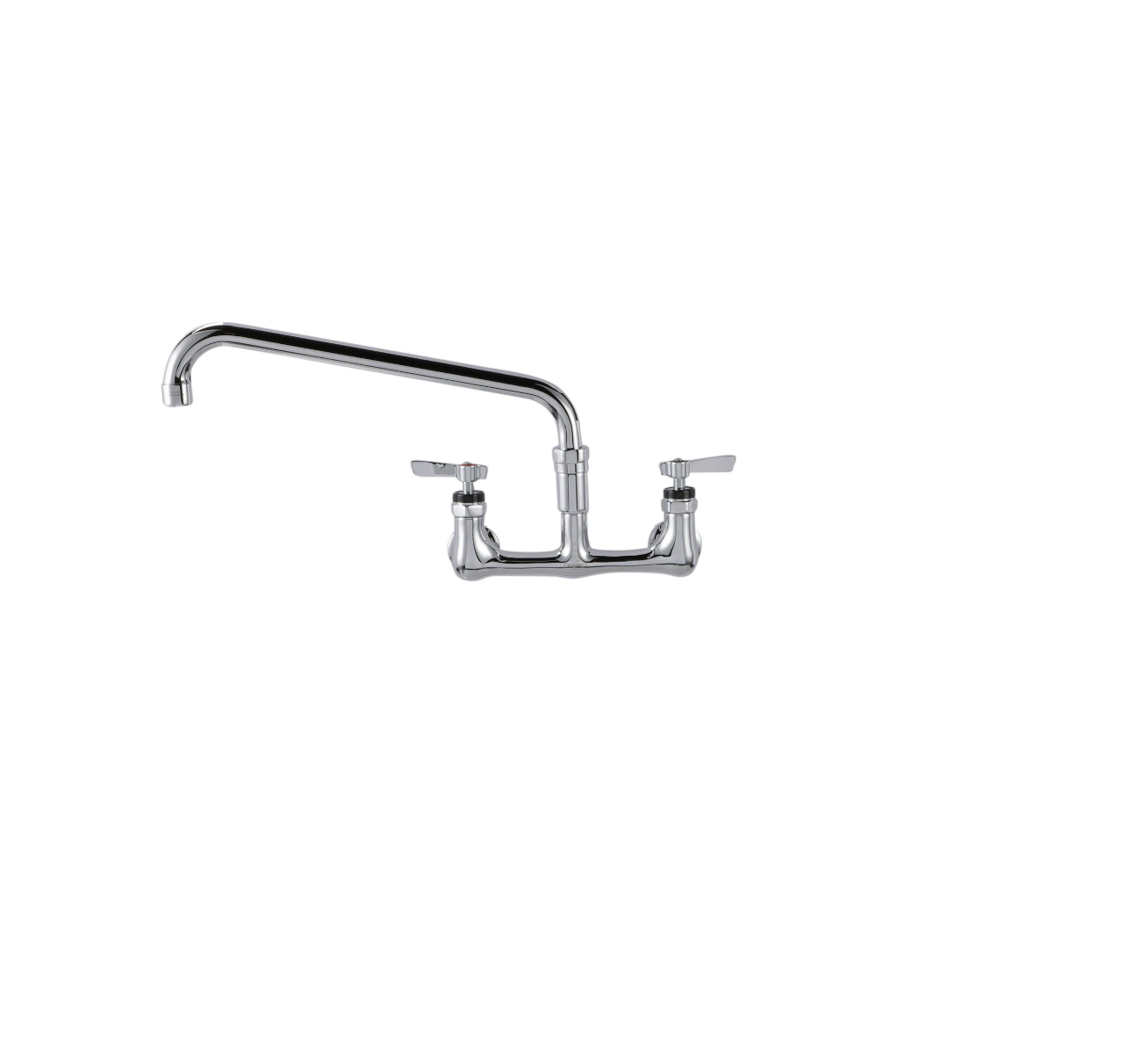 Encore® 8" OC. Brass Chrome Plated Wall Mount Faucet with 24" Double Jointed Cast Swivel Spout Pot Filler with Faucet Mounting Kit