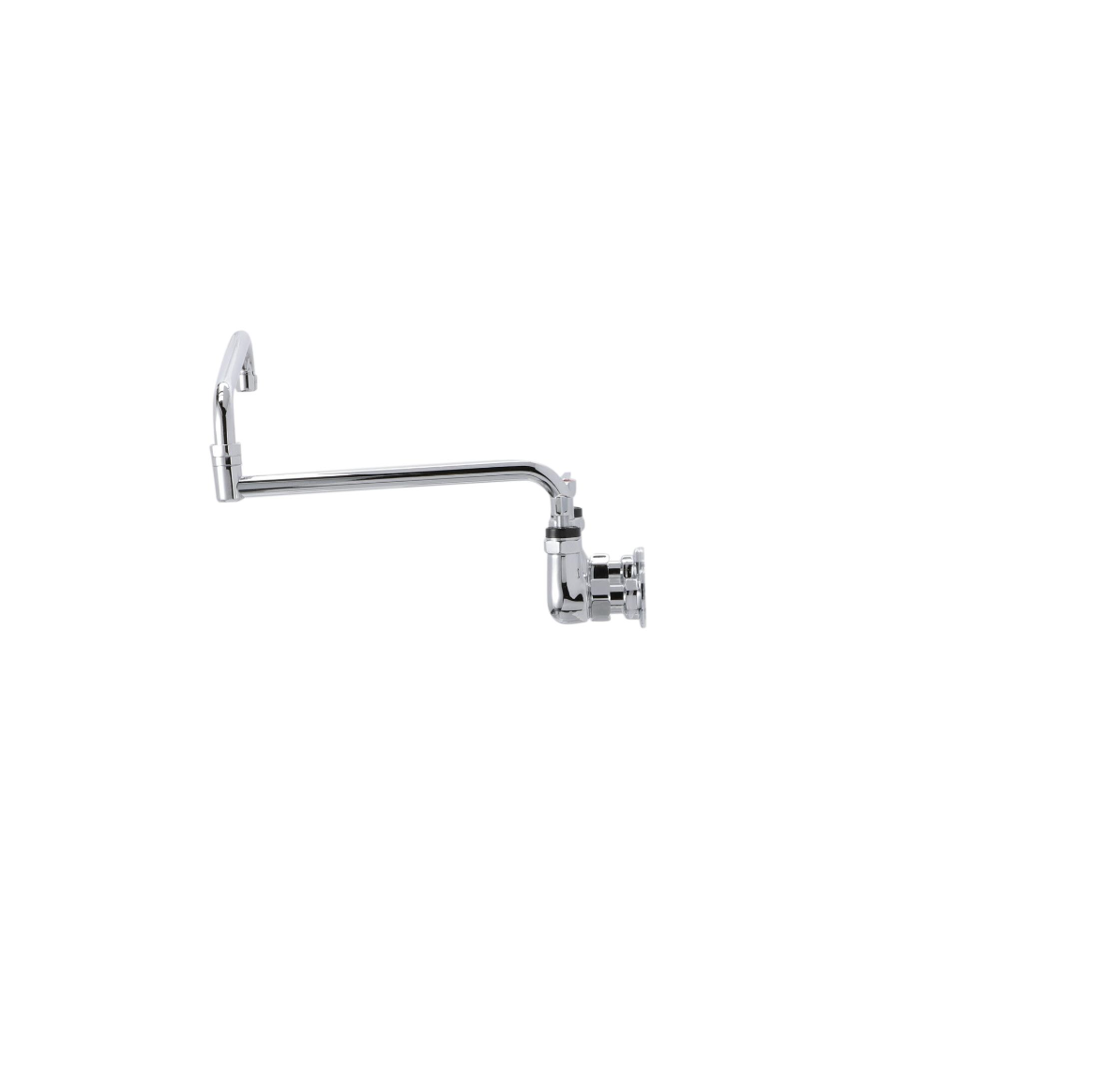 Encore® 8" OC. Brass Chrome Plated Wall Mount Faucet with 24" Double Jointed Cast Swivel Spout Pot Filler with Faucet Mounting Kit