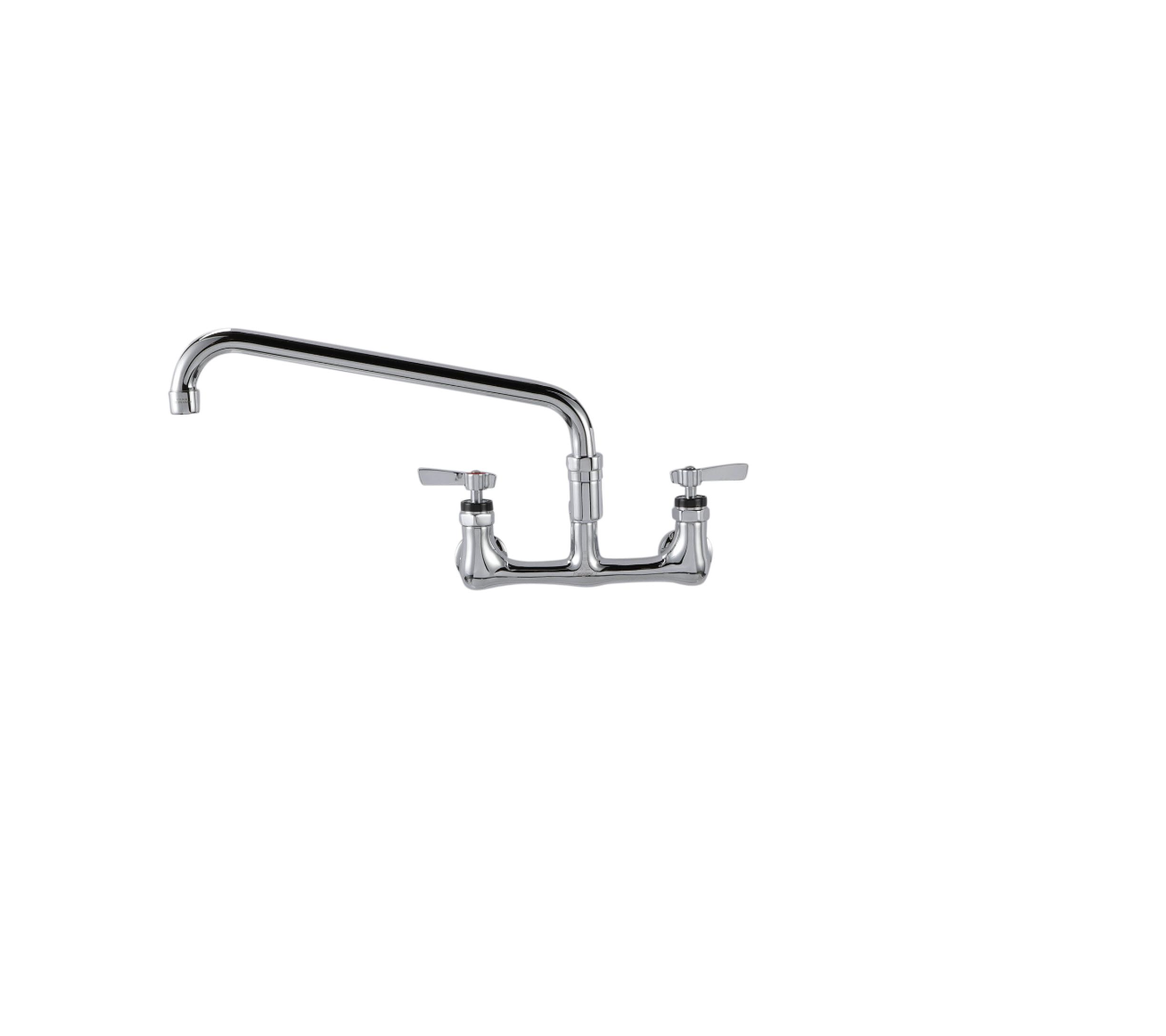 Encore® 8" OC. Brass Chrome Plated Wall Mount Faucet with 24" Double Jointed Cast Swivel Spout Pot Filler with Faucet Mounting Kit