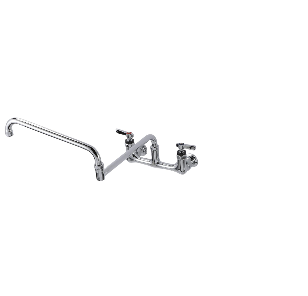 Encore® 8" OC. Brass Chrome Plated Wall Mount Faucet with 24" Double Jointed Cast Swivel Spout Pot Filler with Faucet Mounting Kit