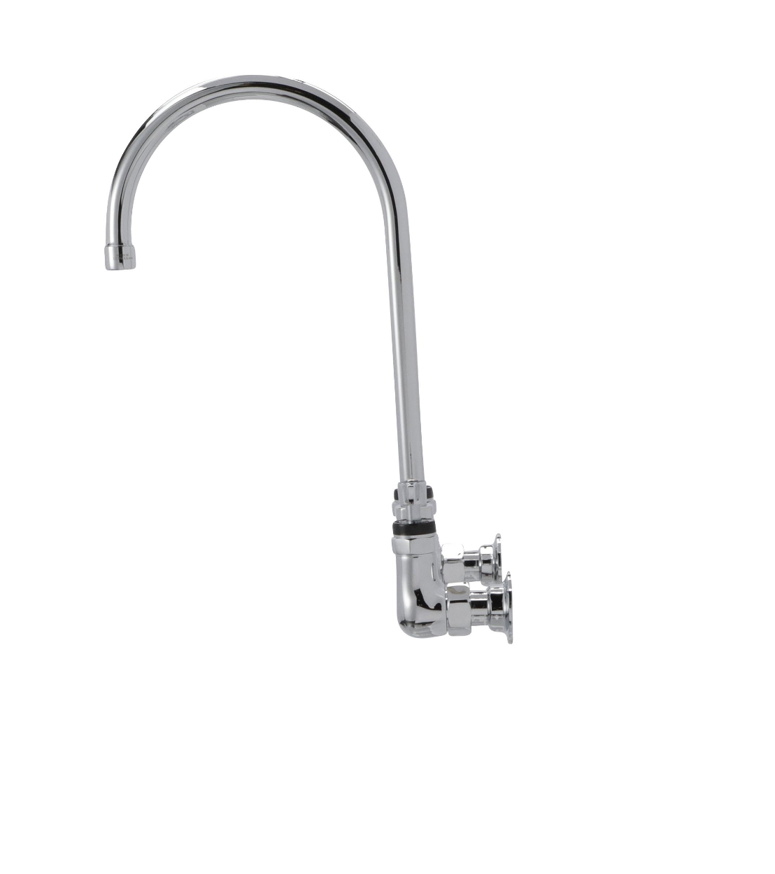 Encore® 8" OC. Brass Chrome Plated Wall Mount Faucet Ceramic Valves with 8" Swivel Gooseneck Spout