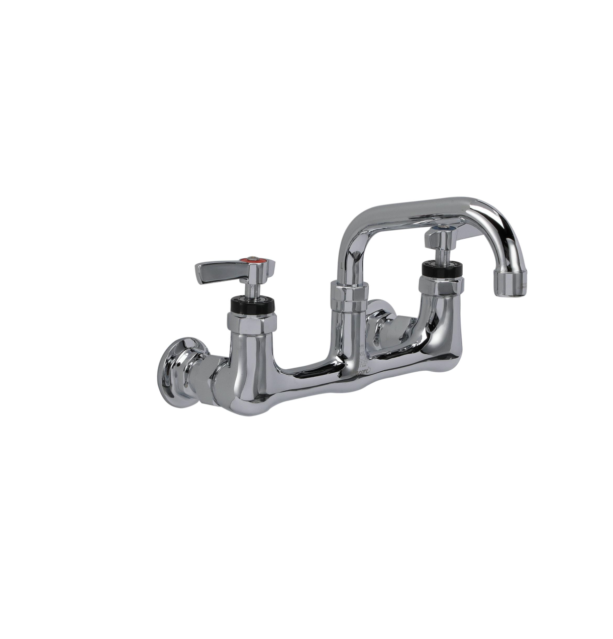 Encore® 8" OC. Brass Chrome Plated Wall Mount Faucet Ceramic Valves with 6" Swivel Spout